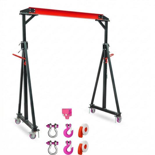 Adjustable Gantry Crane 1 Ton 2200 Lb, 12 Height Positions 97-141 in, Triangle Base a-Frame, Heavy Duty Steel i-Beam, Portable Lifting Crane for Warehouse, Shop, Construction