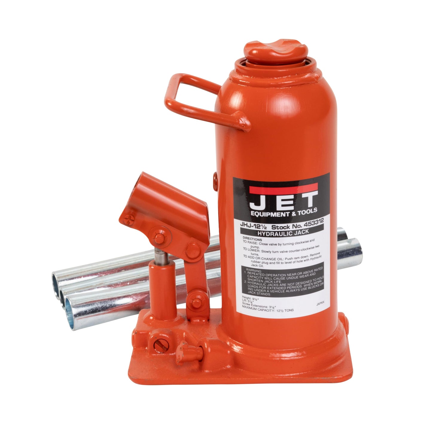 JET 12.5-Ton Hydraulic Bottle Jack w/ Handle (JHJ-12-1/2)