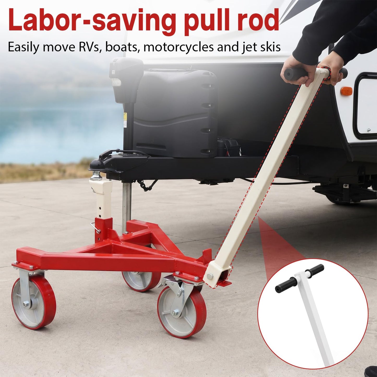 GAMINA KAVISI 3500 LBS Trailer Dolly, Angle Adjustable Trailer Mover with 2 Inch Hitch Ball, Heavy Duty Trailer Tongue Jack for RV, Boat, Motorcycle, Jet Ski and Small Trailer