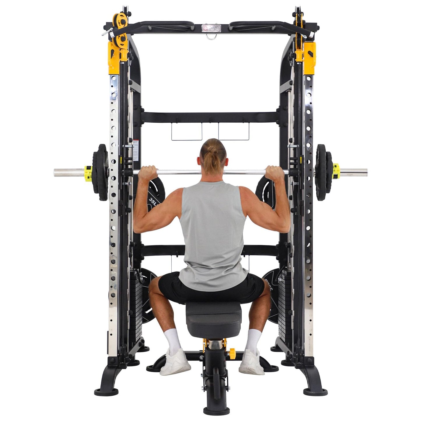 Altas Strength Smith Machine Home Gym 1000 lbs Capacity 2000 lbs Cables Strength Training Power Cages for Squats Presses Pulling Deadlifts Light Commercial Equipment Easy Assembly M810