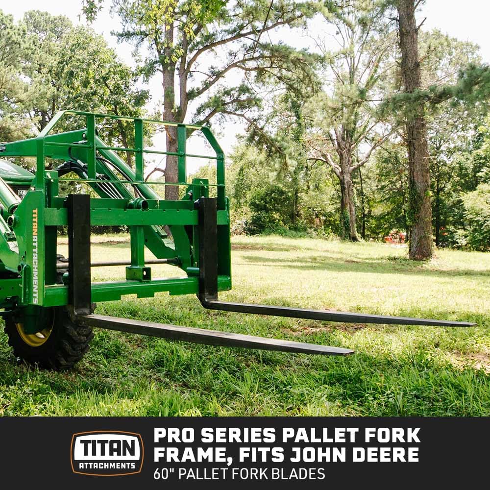 Titan Attachments Pro Series Pallet Fork Frame, 60" Fork Blades, Hook and Pin Mounting Style, Rated 6000 LB, Fits Class II Pallet Fork Blades, 2" Receiver Hitch