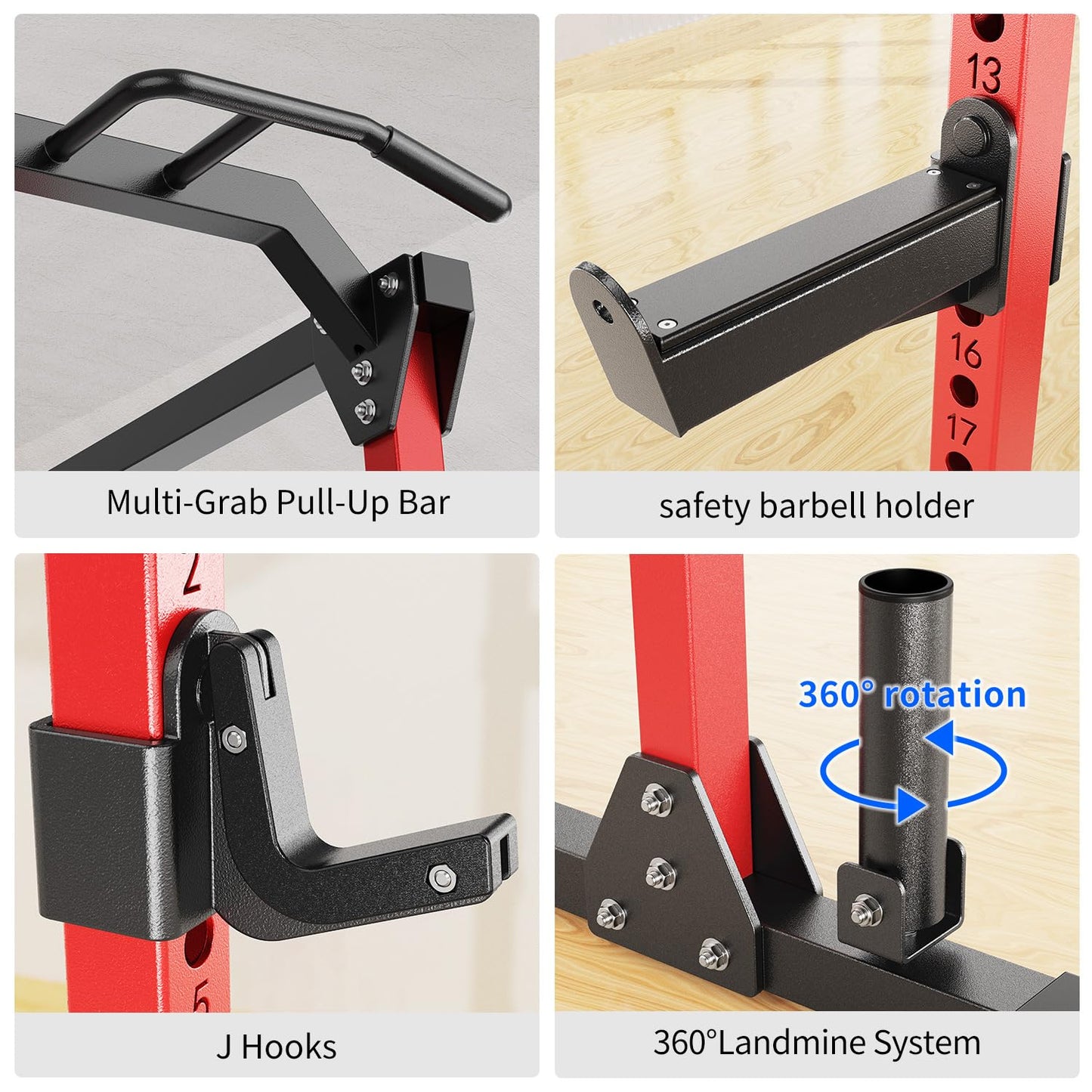 XGSW XINGESIWR Multi-Purpose Squat Rack,Smith Machine Weight Rack Set with Cable Crossover System, Home Gym Power Racks, Power Racks and Packages (L01, Power cage Red+Bench+Color BP 230LBS)