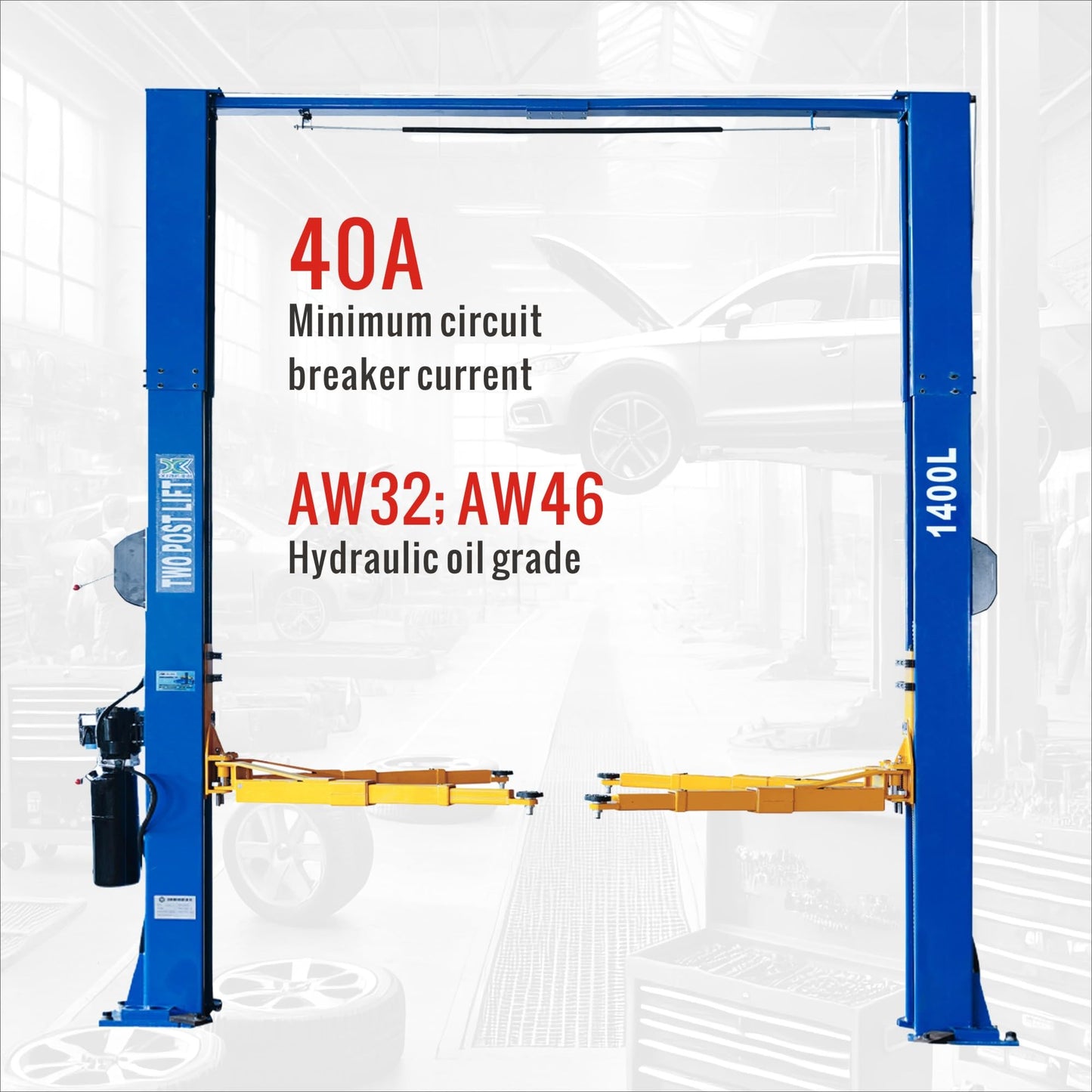 XK-1400L Car Lift Vehicle Lift 3+3 Enhanced Lifting Arm Truck Hoist 14000 Lbs Capacity 220V with 12 Months Parts Replacement