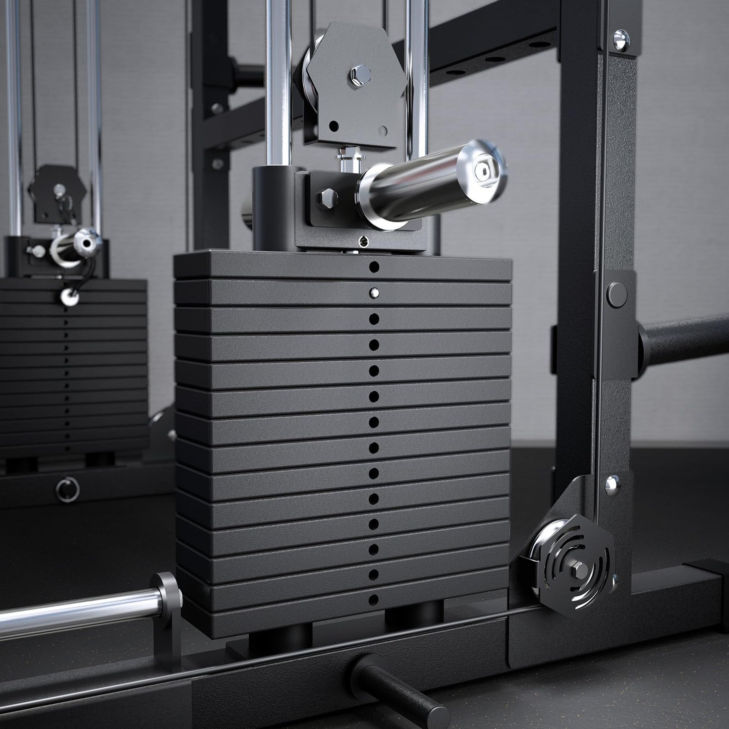 RitFit M2 Smith Machine with with Cable Crossover System, 3D Functional Trainer & Power Cage, 16 Adjustment Holes, 6 Storage Pegs for Full-Body Home Gym(M2 Pro Red)