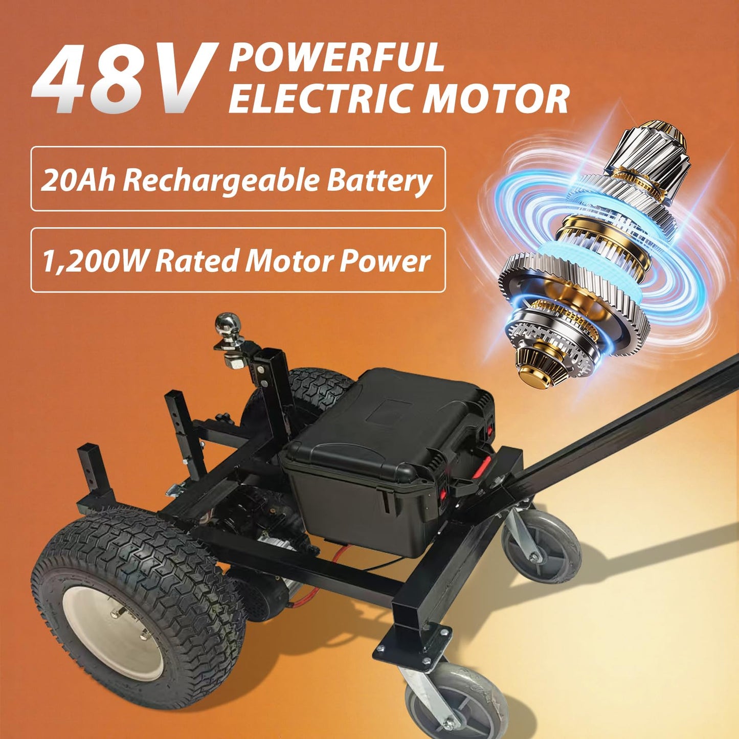 MUSEPT Electric Trailer Dolly 1200W 4409 lbs Trailer Mover for RV Camper Cargo Trailers with 48V 20Ah AGM Battery and Adjustable 2 in Ball