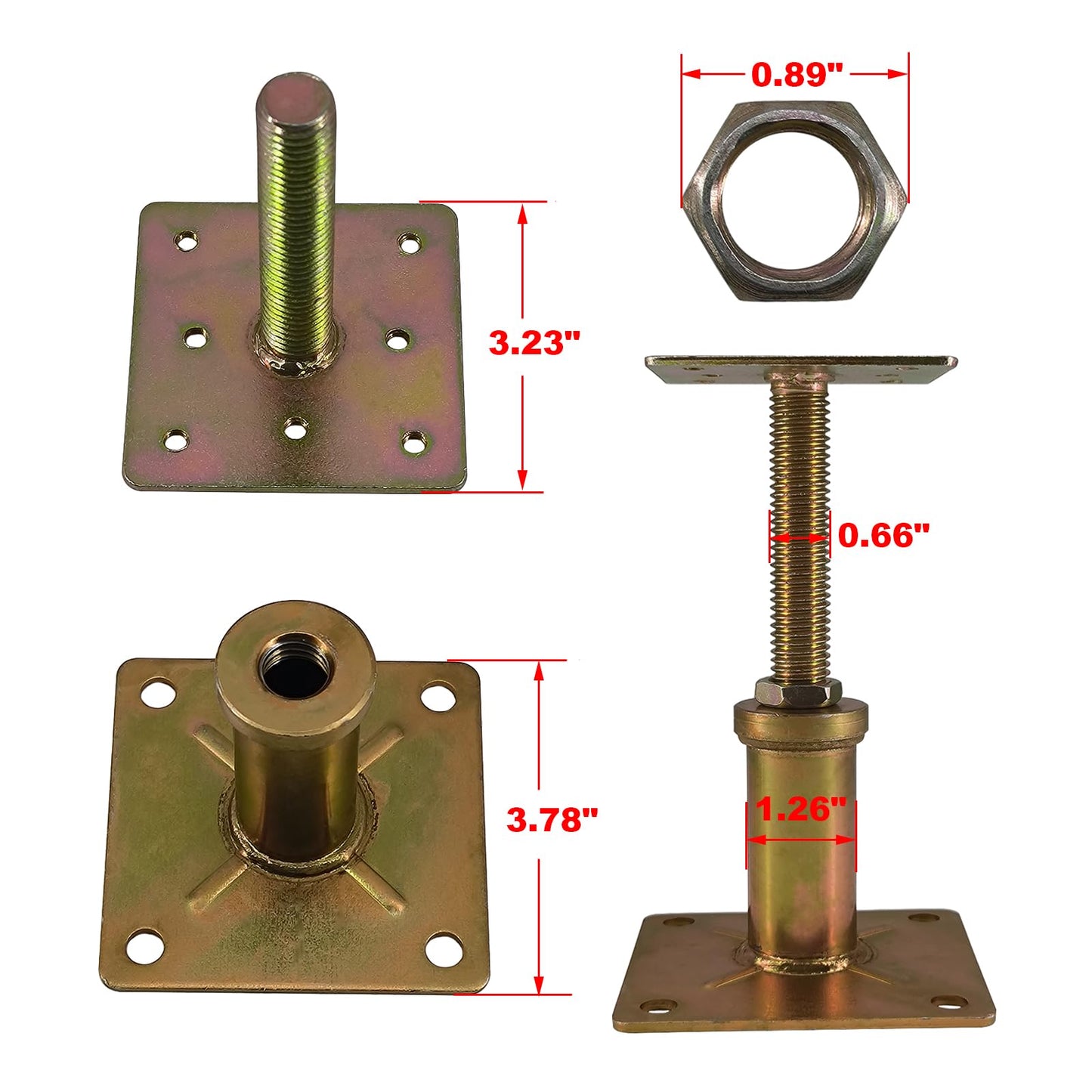 ASTAMOTOR Adjustable 4 1/3" - 7" House Floor Jacks Mini Screw Post Pole for Leveling, Galvanized, 6 Pack