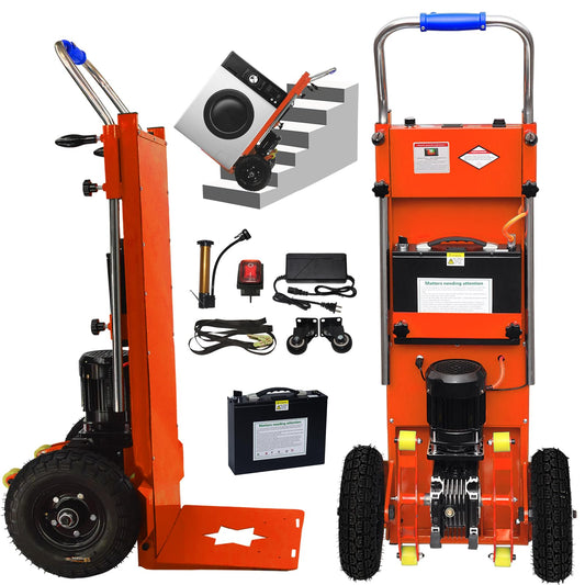 Electric Stair Climbing Dolly, Easy Up/Down with Solid Rubber Tires, 880lbs Capacity Heavy Duty, 1500W Electric Stair Climbing Hand Truck for Moving Logistics Distribution (Orange)