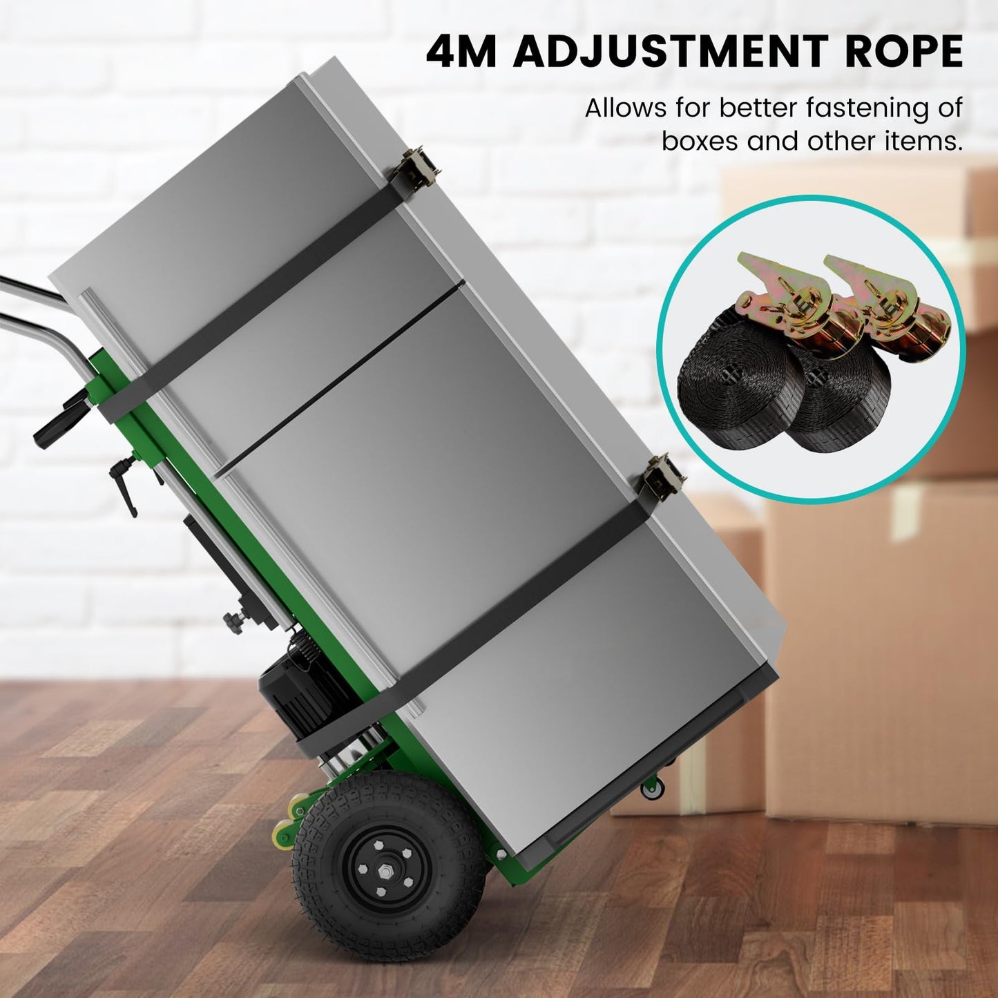 Electric Stair Climbing Dolly, 1200w Electric Hand Trucks Foldable, Large Capacity Stair Climbing Hand Trucks Dolly Cart with 4m Safety Rope, for Mobile Furniture Logistics Warehouse (Green)