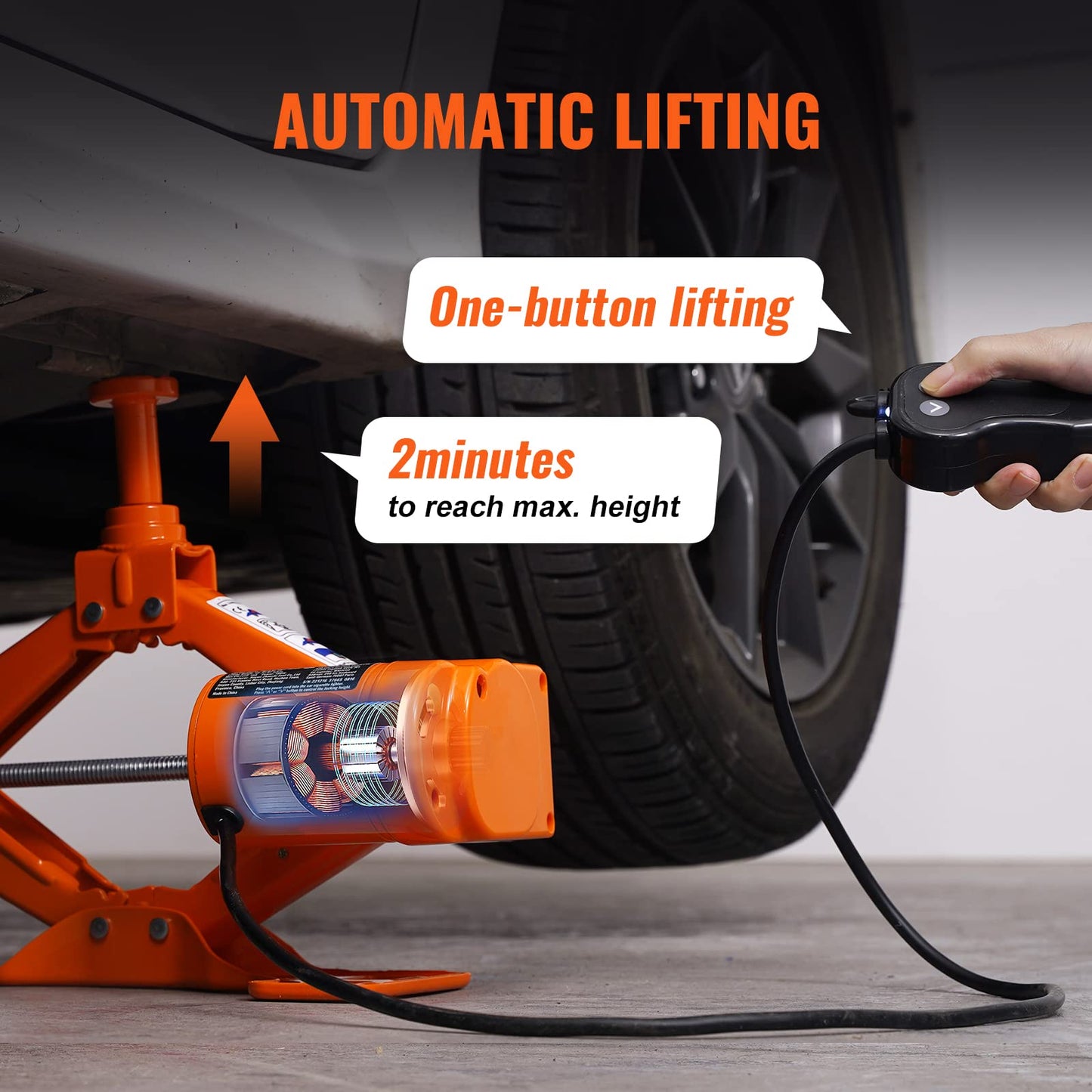 VEVOR Electric Car Jack, 3 Tons /6600 lbs 12V Electric Scissor Jack with Electric Impact Wrench, Double Saddles with Remote Control, Portable Car Jack for Sedan, SUV, Truck Tire Change Replacement