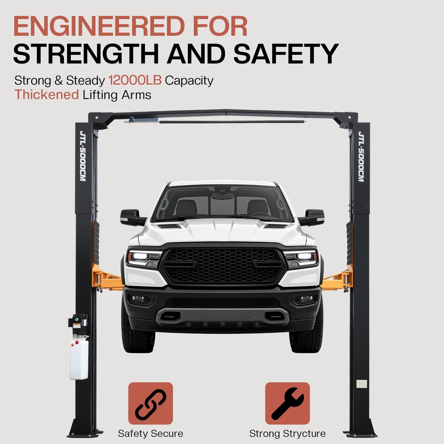 Jocisland 2 Post Car Lift 12000LB Capacity, 220V Automotive Lift with Reinforced Steel Arms, Automatic Safety Lock & Extension Tubes, Heavy-Duty Vehicle for Garage or Workshop