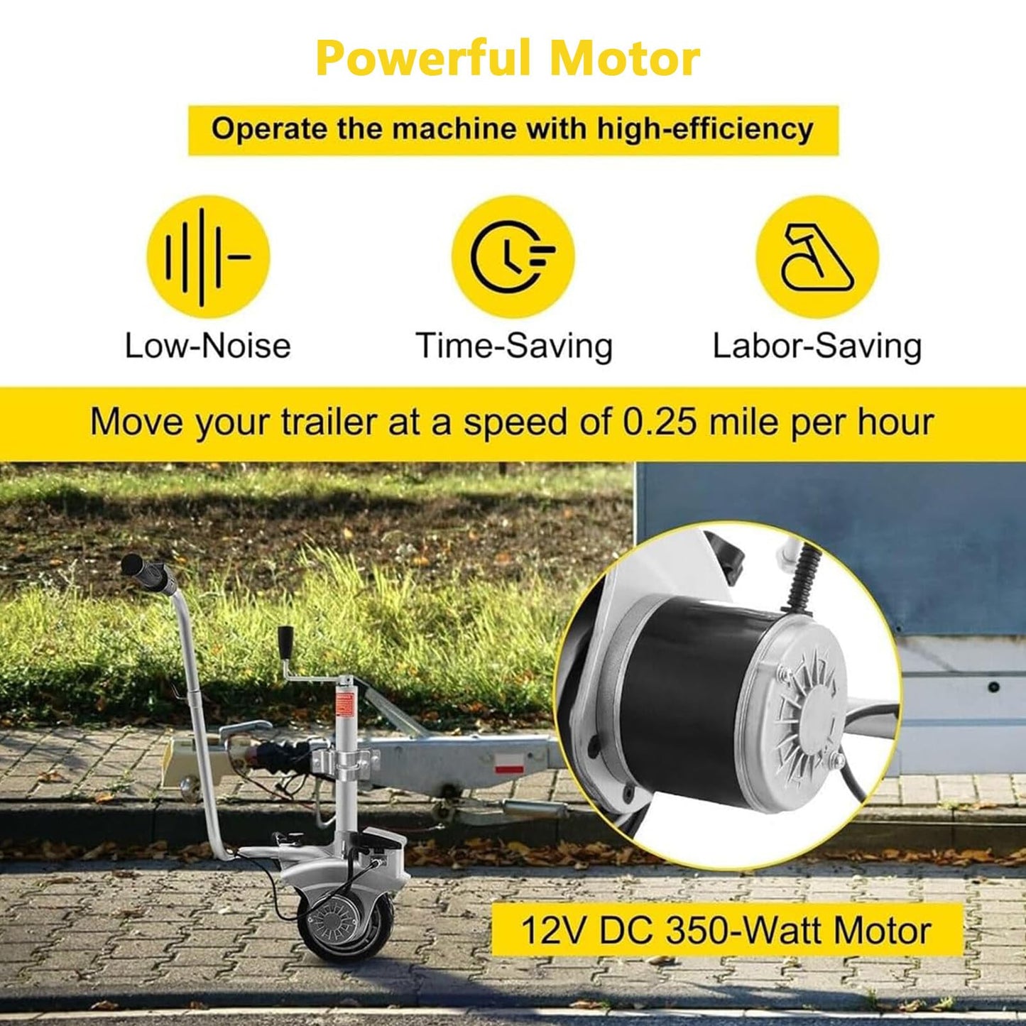 Electric Trailer Mover, Heavy-Duty Trailer Dolly for 6000 lbs Capacity, 600 lbs Tongue Weight, 22 ft/min Speed, Ideal for Caravans, Boats, and Trailers