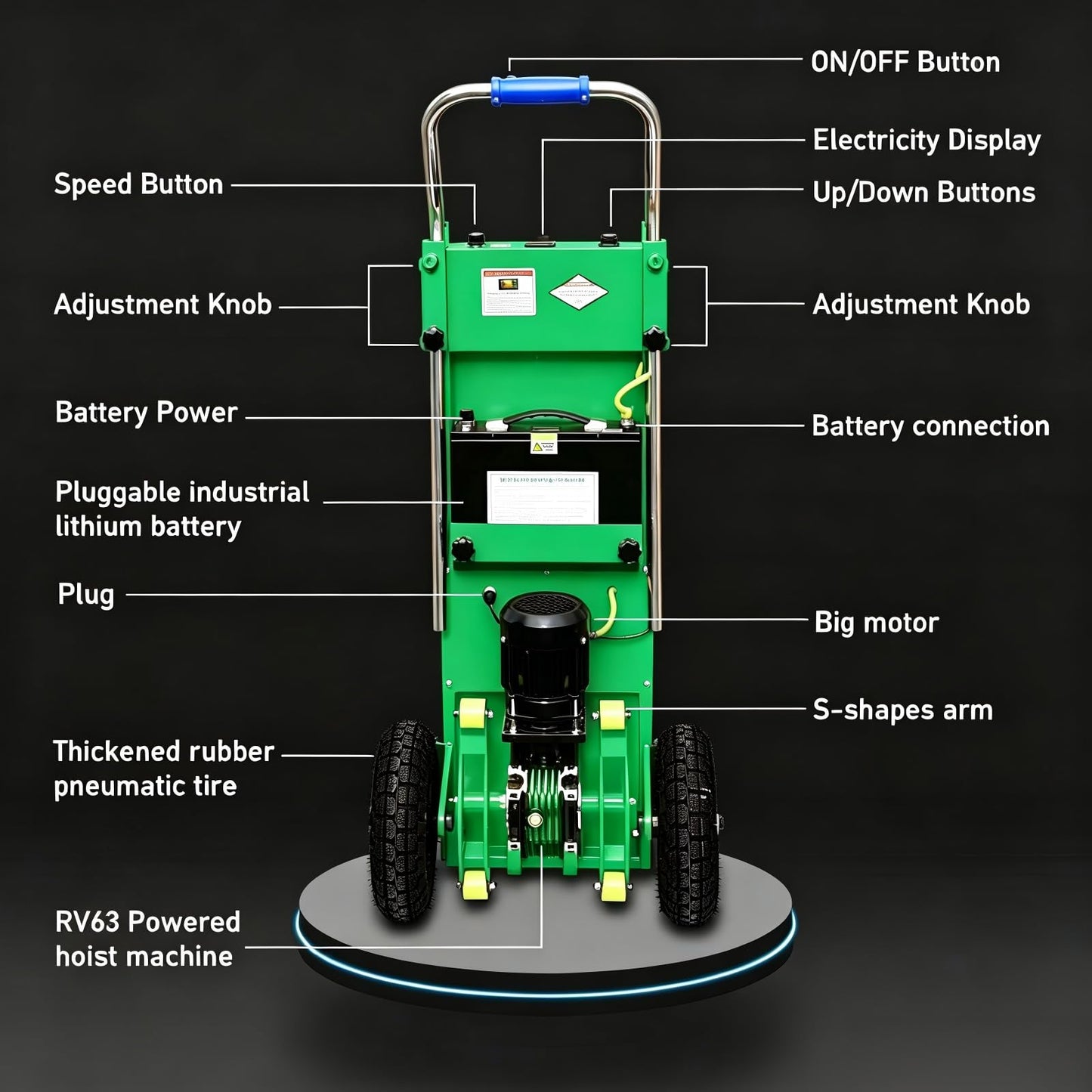 JJZZHG 880lb Electric Stair Climbing Hand Trucks Dolly Cart for Moving, 1200W Motor Power Heavy Duty Folding Stair Climber Cart Hand Trolley (Green)