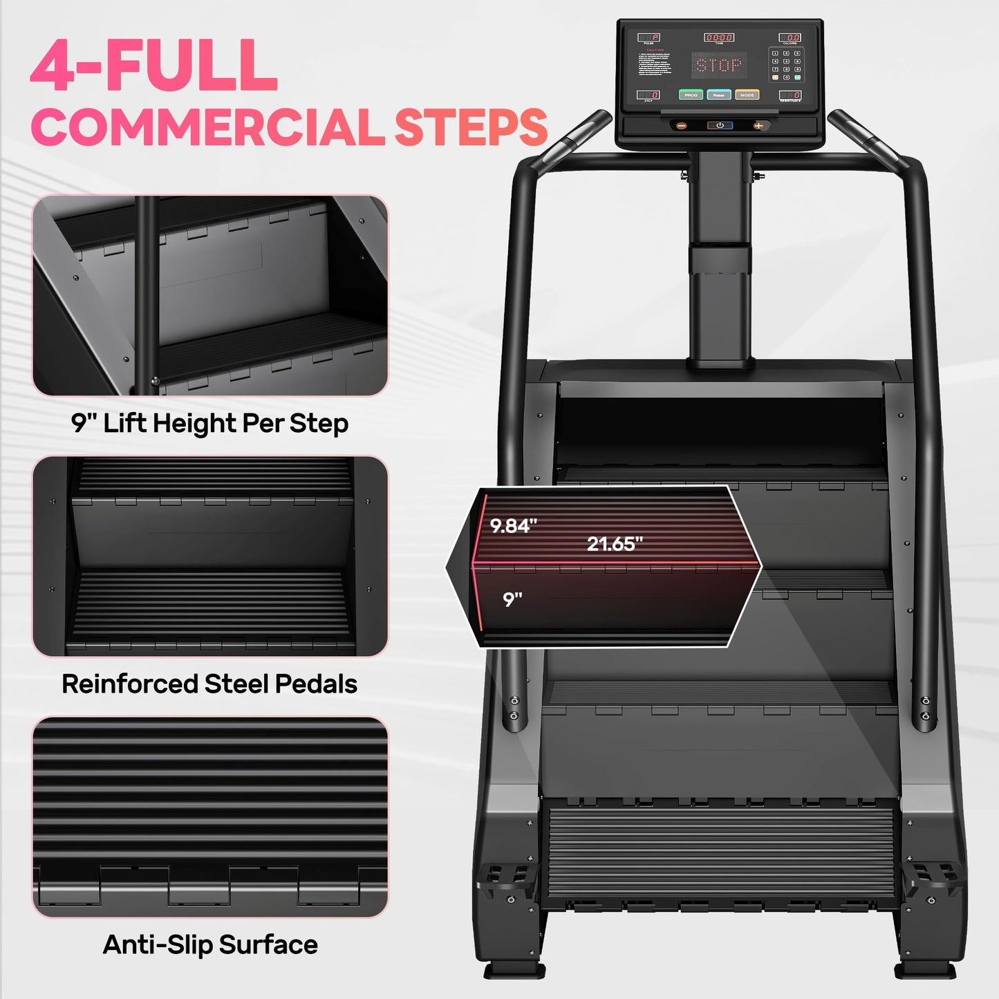 Goimu T1 Stair Stepper Machine, 550Lbs Commercial Grade Stair Climber for Home with 15 Resistance Level and LED Screen, Stepmill Exercise Machine for Cardio and Full Body Workouts, 24-164 Steps/Min