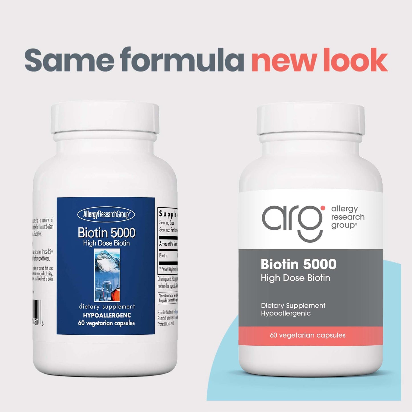 ARG Biotin 5000 - Delivers 5000 mcg Biotin - Vitamin B - Metabolism & Energy Production Support - Hair, Skin & Nail Supplement - Gluten-Free - 60 Servings - 60 Vegetarian Capsules