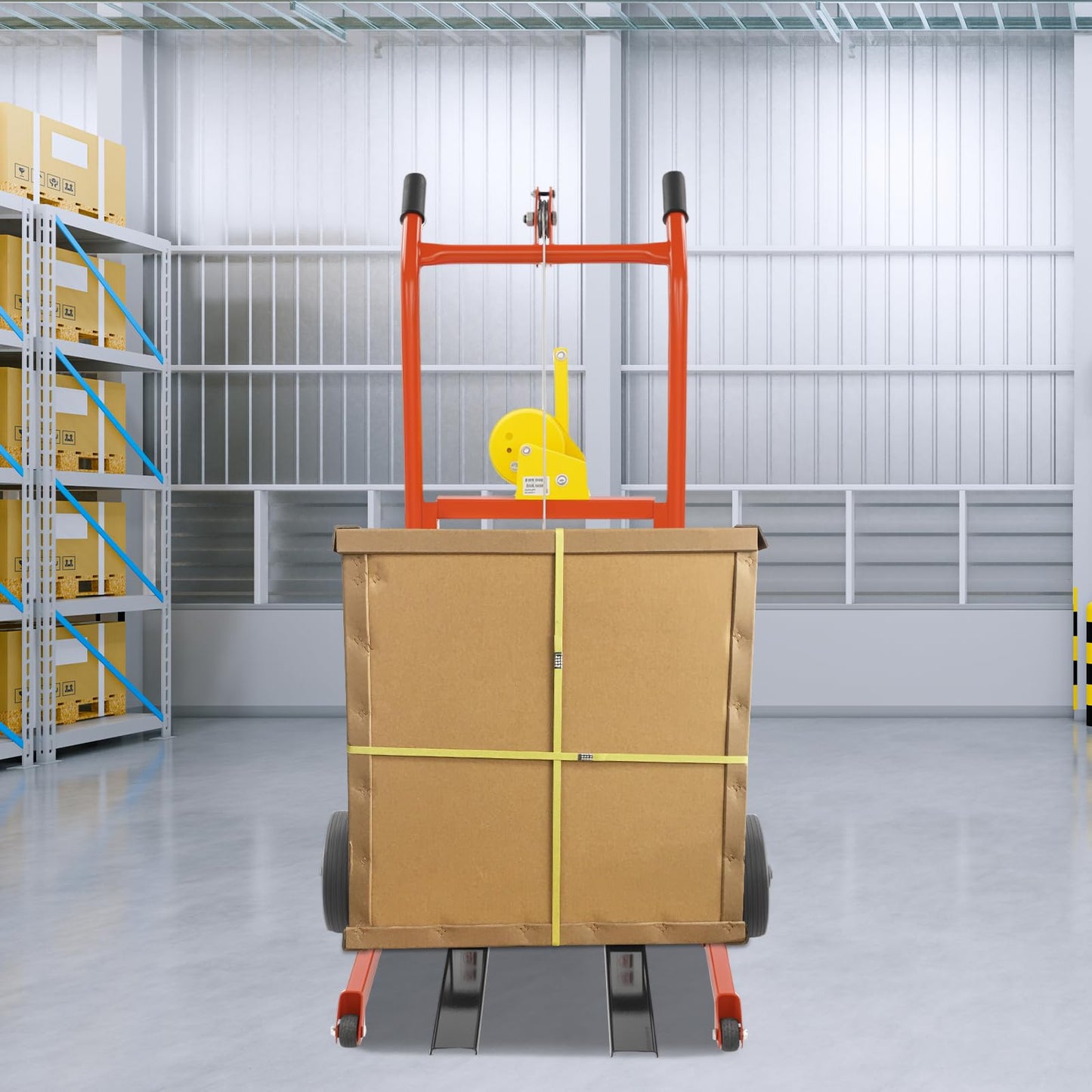 Hydraulic Material Lift Stacker, 330 lbs Capacity 40" Max Lift Height, Adjustable Forks with 9" Wheels, Steel Pallet Truck for Warehouse Workshop Logistics Handling