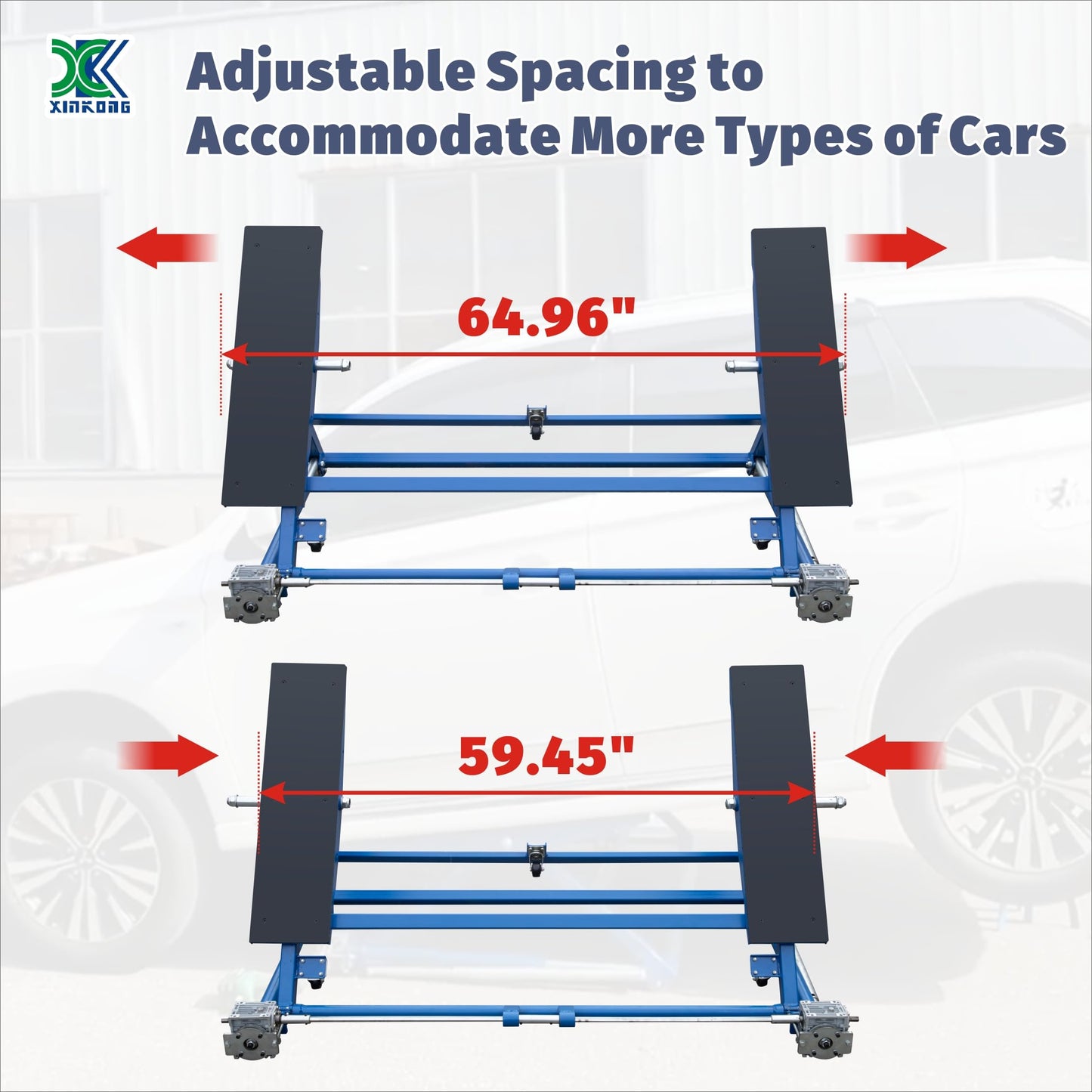 XK Portable Car Lift LM250T – 5511 lbs Auto Scissor Lift with Dual Platforms & 2 Adjustable Support Stands, Adjustable Width & Height, Heavy-Duty Vehicle Lift for Home Garage & Auto Repair Shop