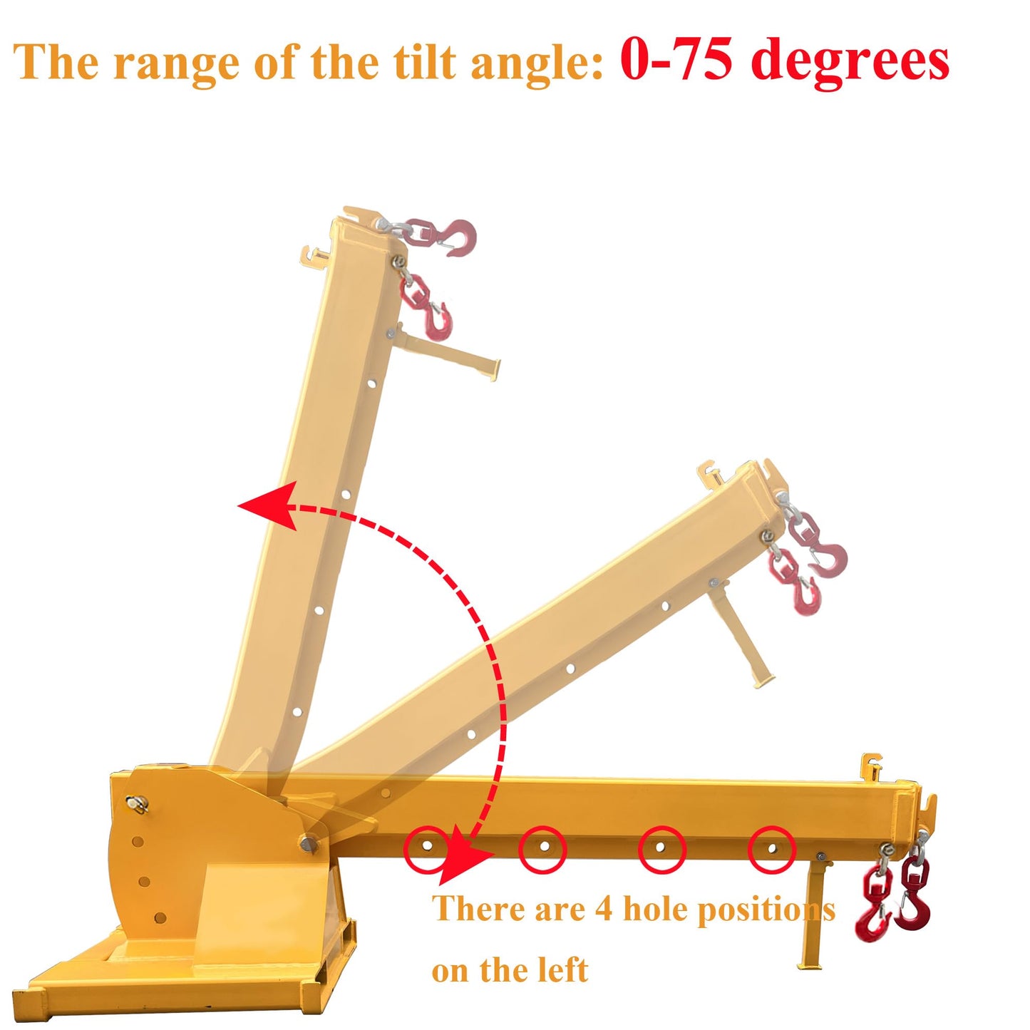 HQHAOTWU Forklift Jib Boom Crane 6600lbs Capacity Telescoping Mobile Crane Industrial 0-75 Degrees Tilting Lifting Hoist Truss Jib Boom with 2 Hooks Manual Telescopic 7-12ft for Warehouse & Factories