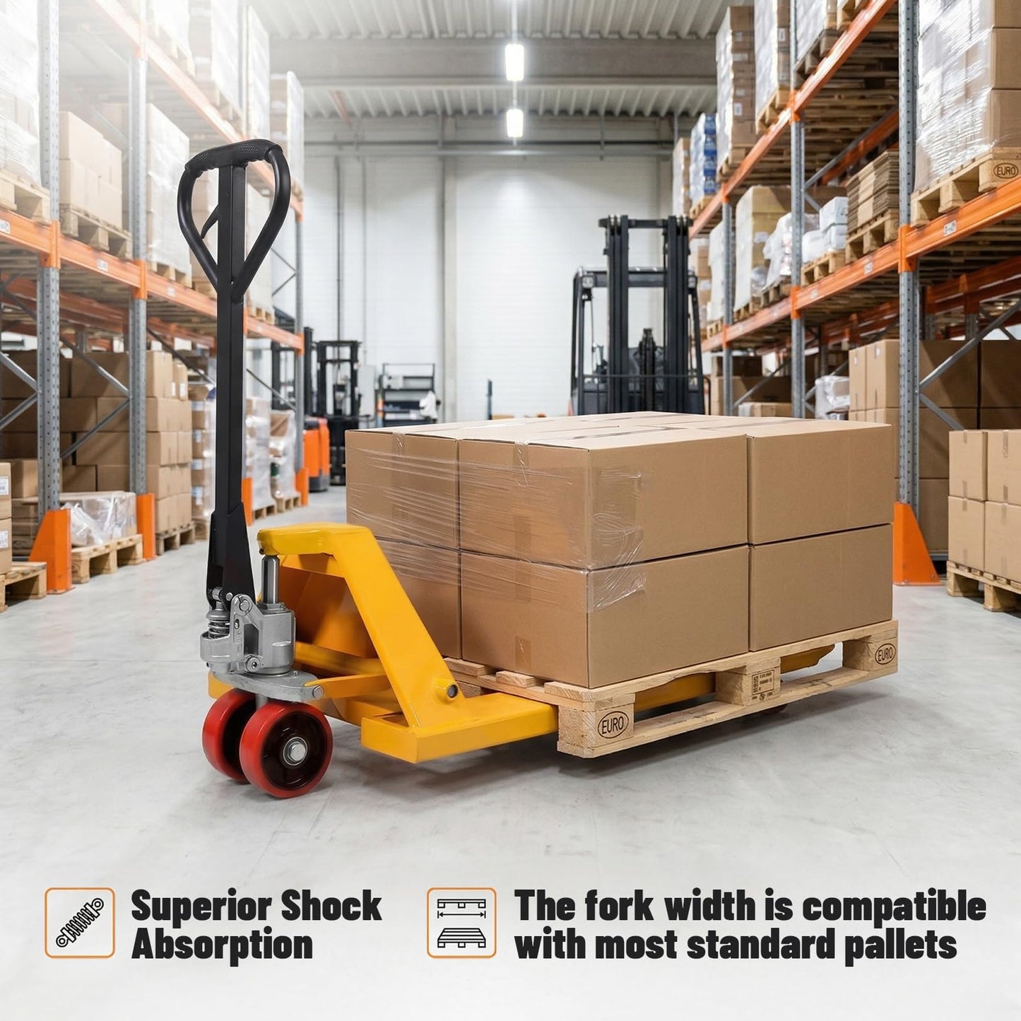 LTMG Pallet Jack, 5500 lbs Capacity Manual Pallet Truck with 27" W x 48" L Forks PU Wheels Industrial Duty Pallet Trucks for Warehouse, Factory, Logistics, Workshop