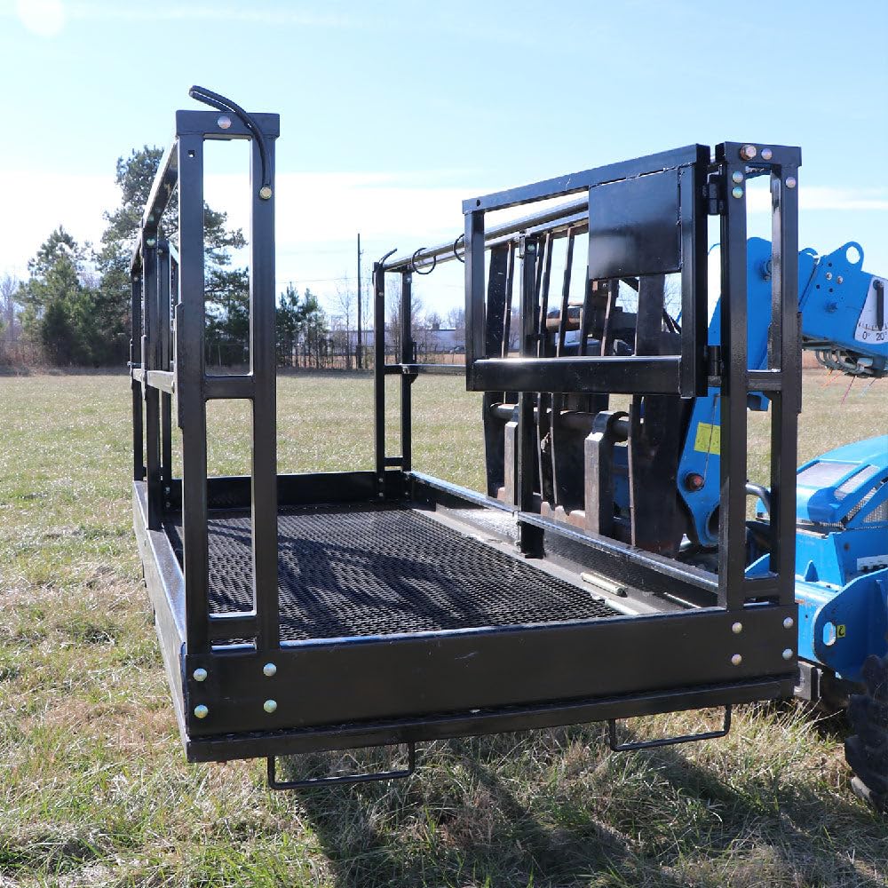 Titan Attachments 4' x 6' Mesh Telehandler Work Platform, Man Safety Basket, Forklift Attachment, Safety Cage