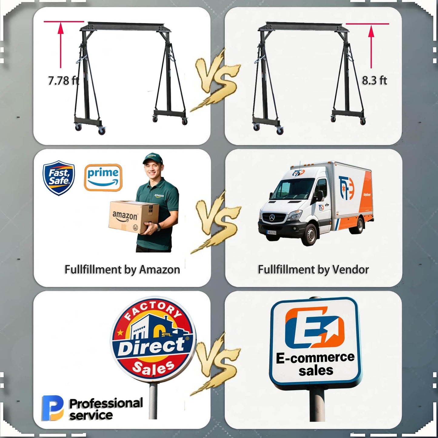 2T (6600 lbs Static Loading Test) Gantry Crane, Height Adjustable 7.78~11.04 ft, Garage Crane 2T with Manual Trolley, 328 ft Webbing Straps, Shackles & Slings