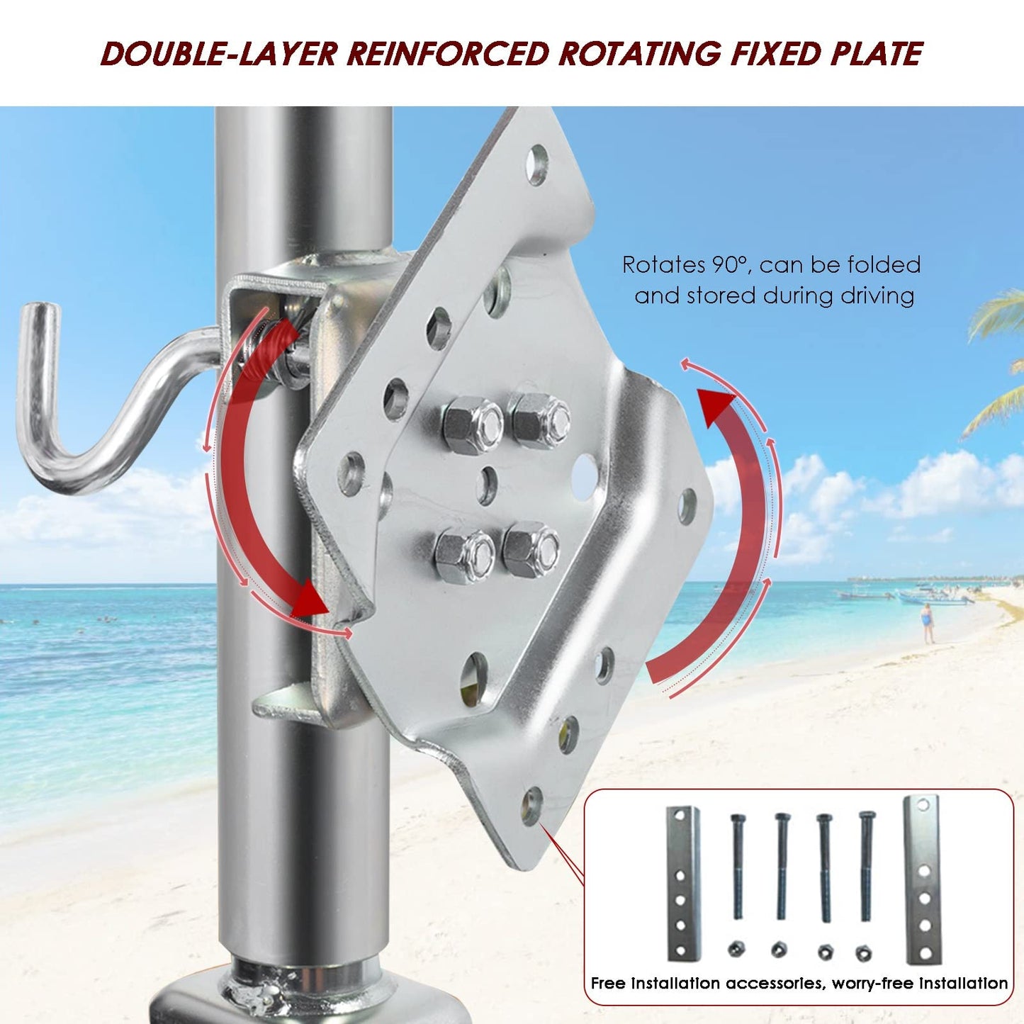 Beach Boat Trailer Jack, 13.38in Trailer Jack Wheel, Heavy-Duty Bolt-On Swivel Tongue Jack, 2000lb Capacity, 11in Vertical Load (2000lbs/900kg) (2000LBS/900KG)