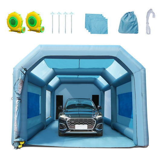 VEVOR 26x15x11ft Inflatable Paint Booth, Inflatable Spray Booth, High Powerful 750W+950W Blowers Spray Booth Tent, Car Paint Tent Air Filter System for Car Parking Workstation Motorcycle Garage
