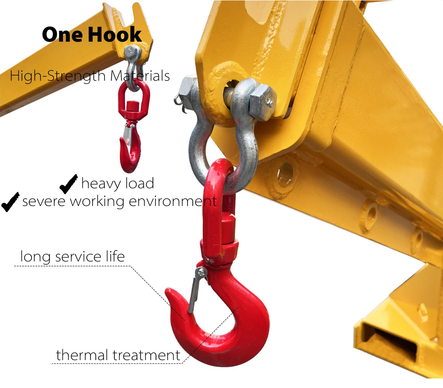 IntXanth Telescopic Forklift Jib Boom, Lifting Boom for Forklift, Adjustable Forklift Mounted Jib Boom, Extend Up to 8.2', Lift Capacity to 3T (6600lbs), Forklift Crane Attachment