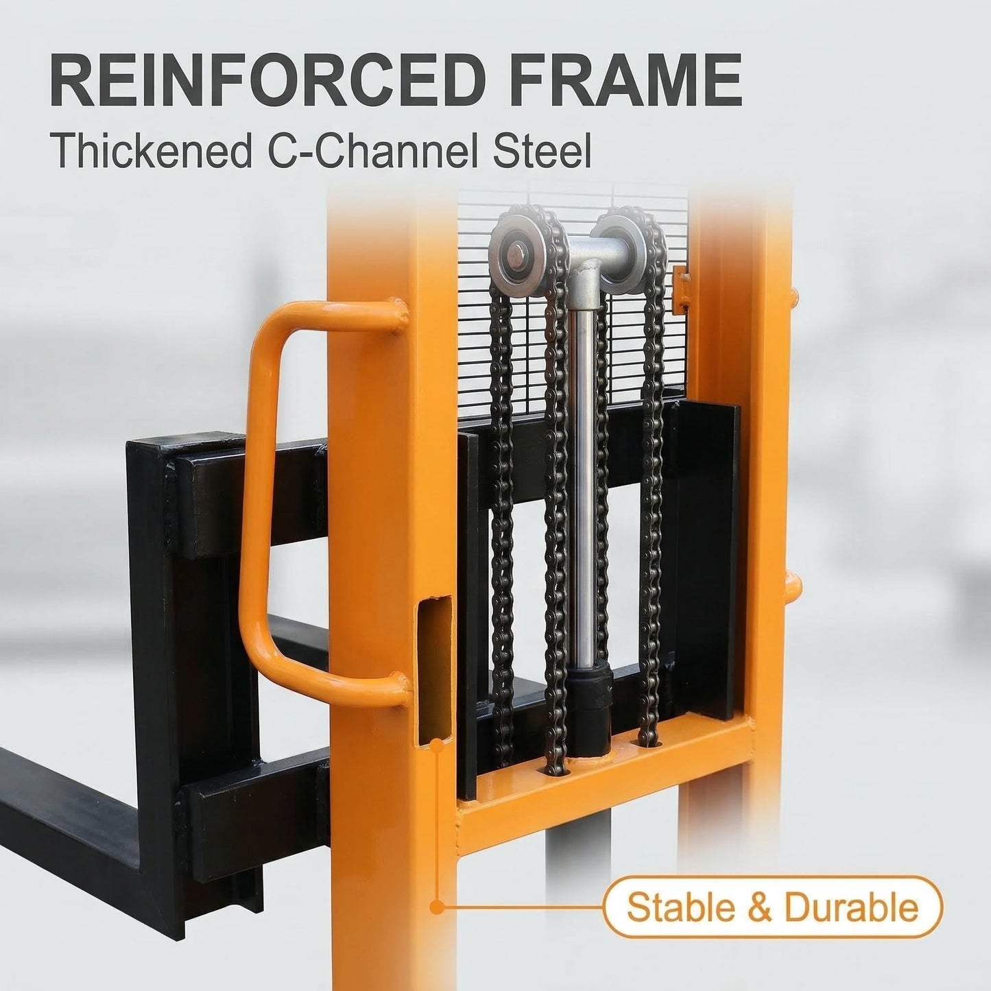 Amarite 2200lbs Manual Hydraulic Stacker - Open Bottom Pallets Only - 63" Lift Height Manual Pallet Stacker with Adjustable Forks