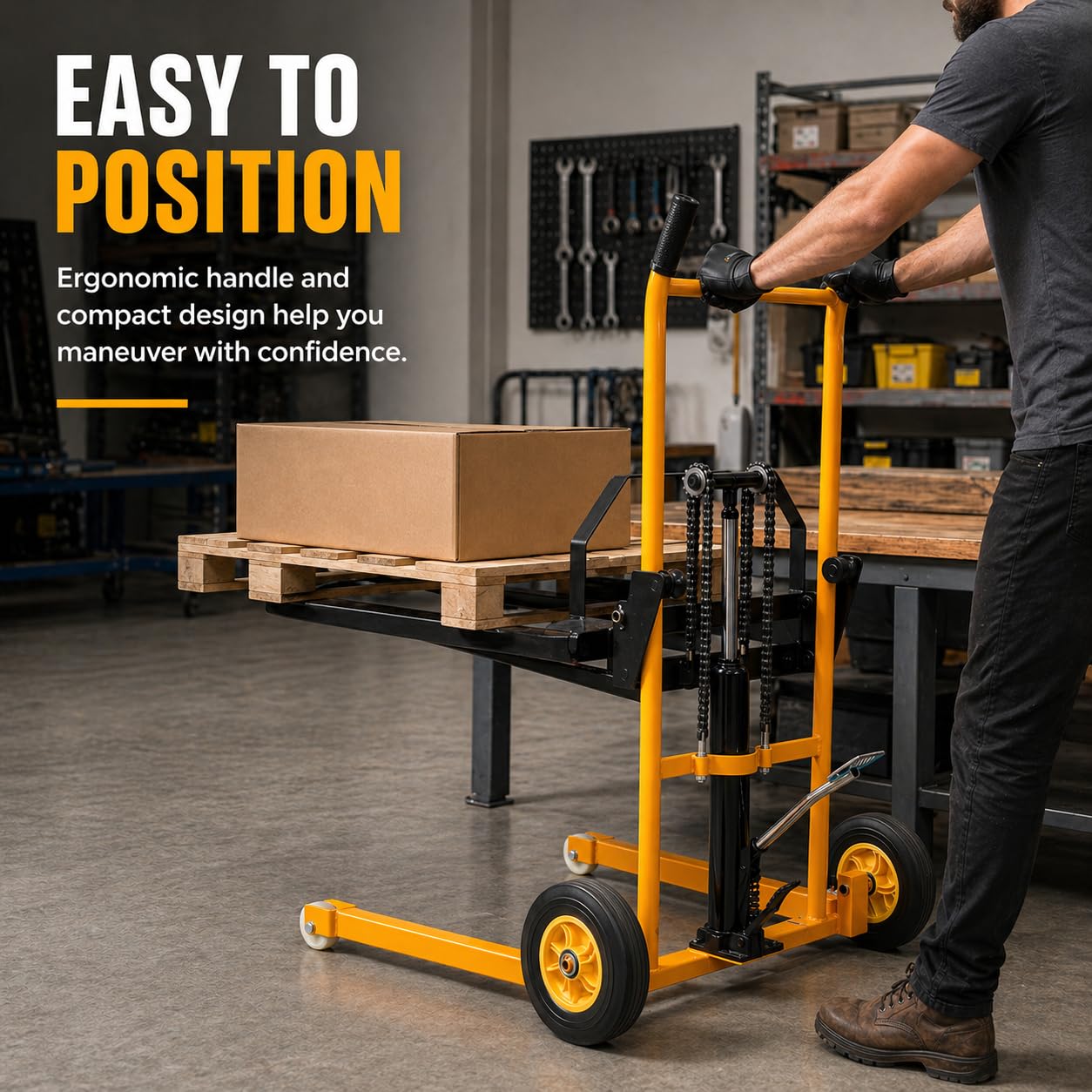 440lbs Hydraulic Material Lift Stacker, 35.5" Max Height, Fork Lift with Adjustable Forks, Manual Pallet Stacker Lift Dolly with Fixed Legs, Manual Forklift for Supermarket, Warehouse and Household