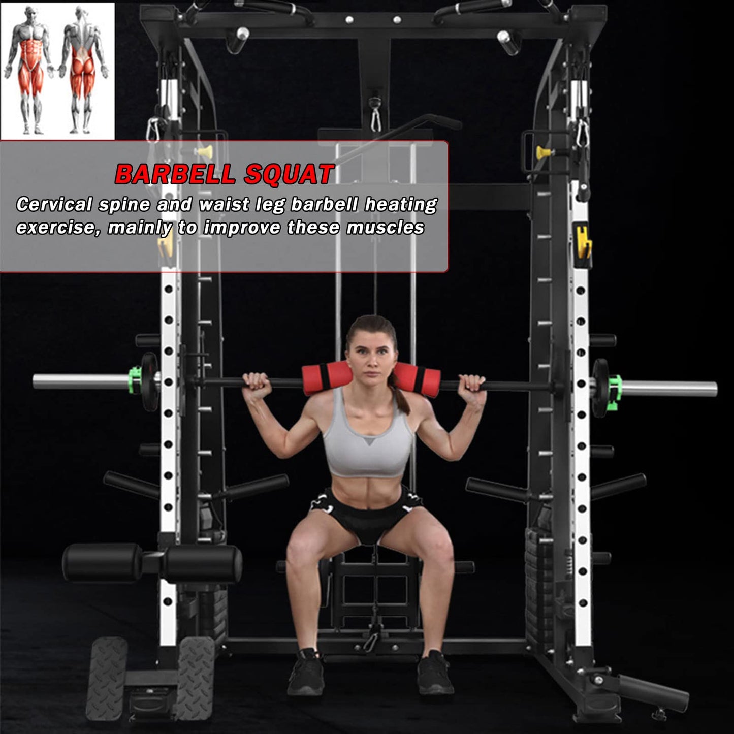 GAORUIFENG Machine Comprehensive Trainer Bench Press Squat Rack Bird Gantry Multi-Functional Combination Equipment Home Commercial