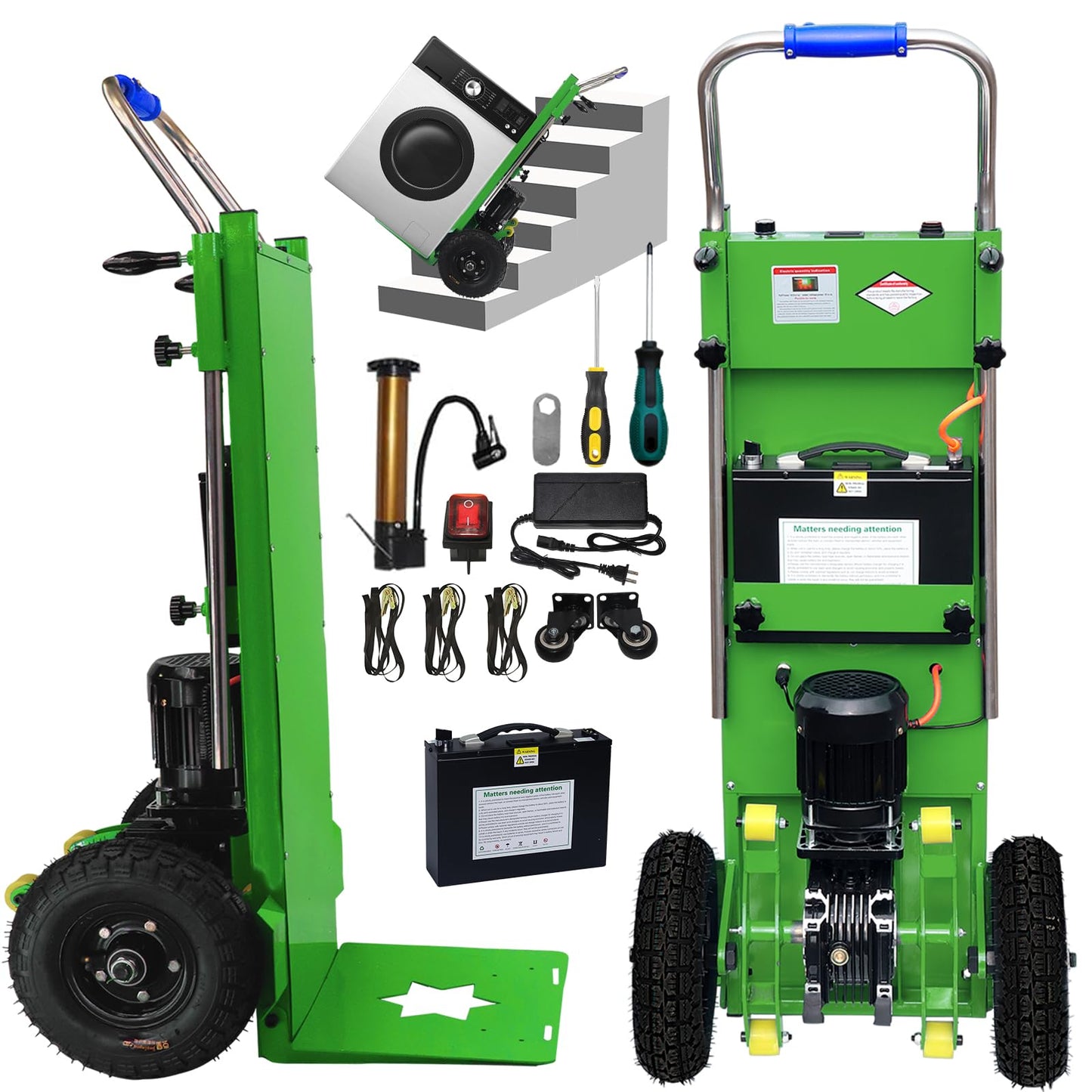 Electric Stair Climbing Dolly, Easy Up/Down with Foldable Design, 900lbs Capacity Heavy Duty, 1500W Hand Truck for Moving Furniture Fridge&Logistics Distribution(Seller Pays Tariff)