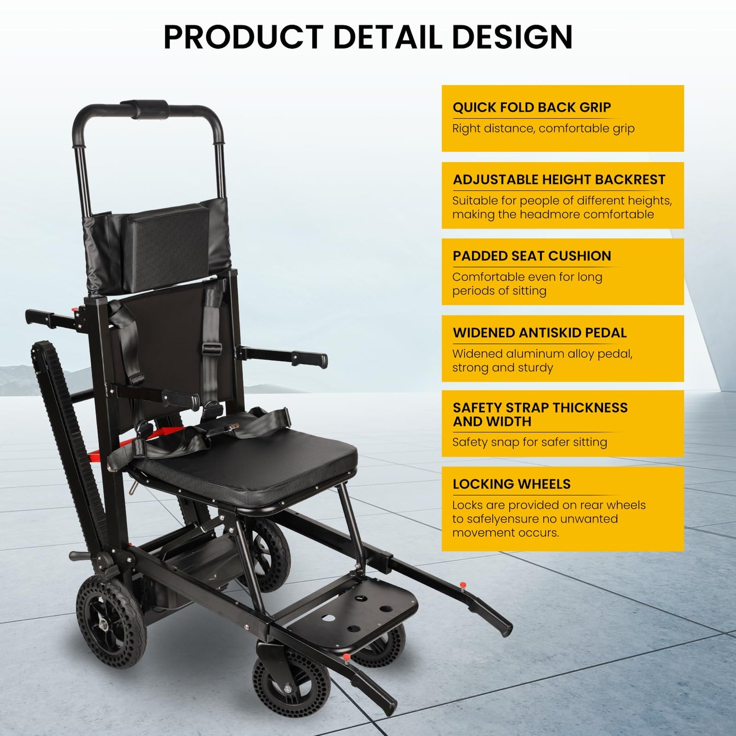 Electric Stair Climbing Wheelchair Foldable Stair Lifts for Seniors 450lbs Load Capacity Motorized Stair Chair Stairlift with Seat Belts Comfortable Cushion Powered Wheelchair (NXN20-205, NXN20-205M)