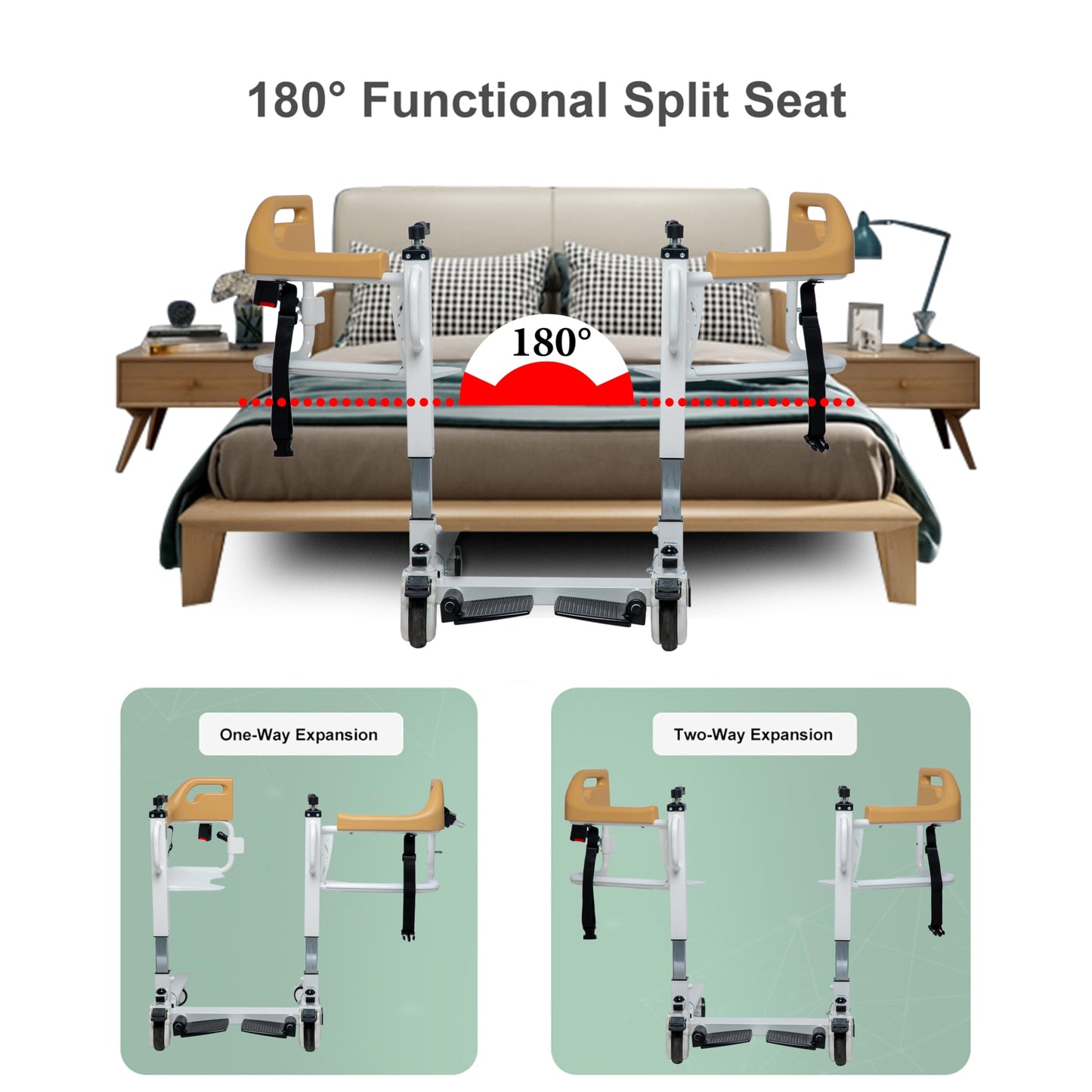 Patient Lift Transfer Chair for Home, 4 in 1 Portable Transfer Chair for Senior Adults, Bed to Toilet Transfer Lift, Ships from USA - Weight Capacity 290 lb - Easy to Use