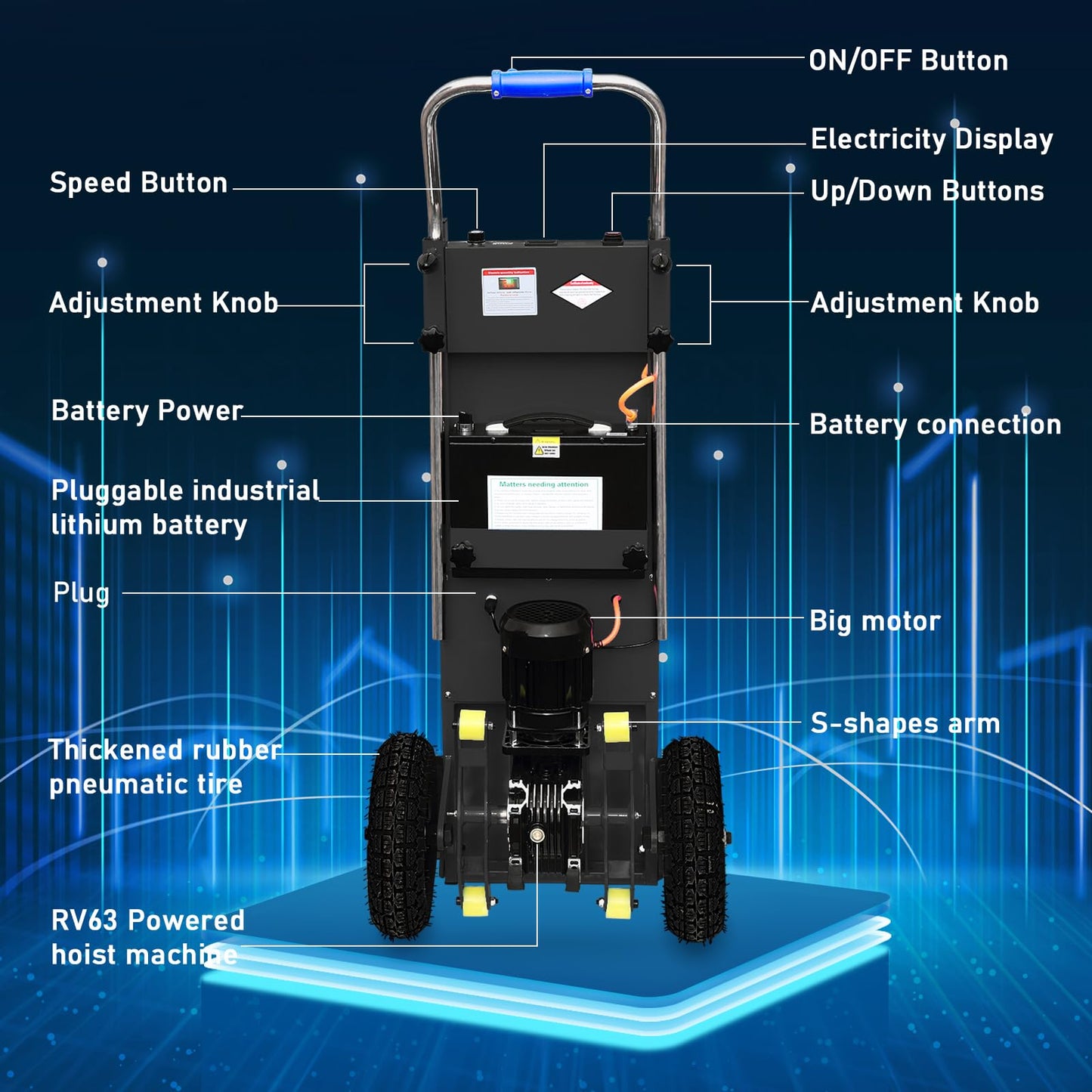 Electric Stair Climbing Dolly, Easy Up/Down with Foldable Design, 900lbs Capacity Heavy Duty, 1500W Hand Truck for Moving Furniture Fridge&Logistics Distribution (Black, 2 Batteries)