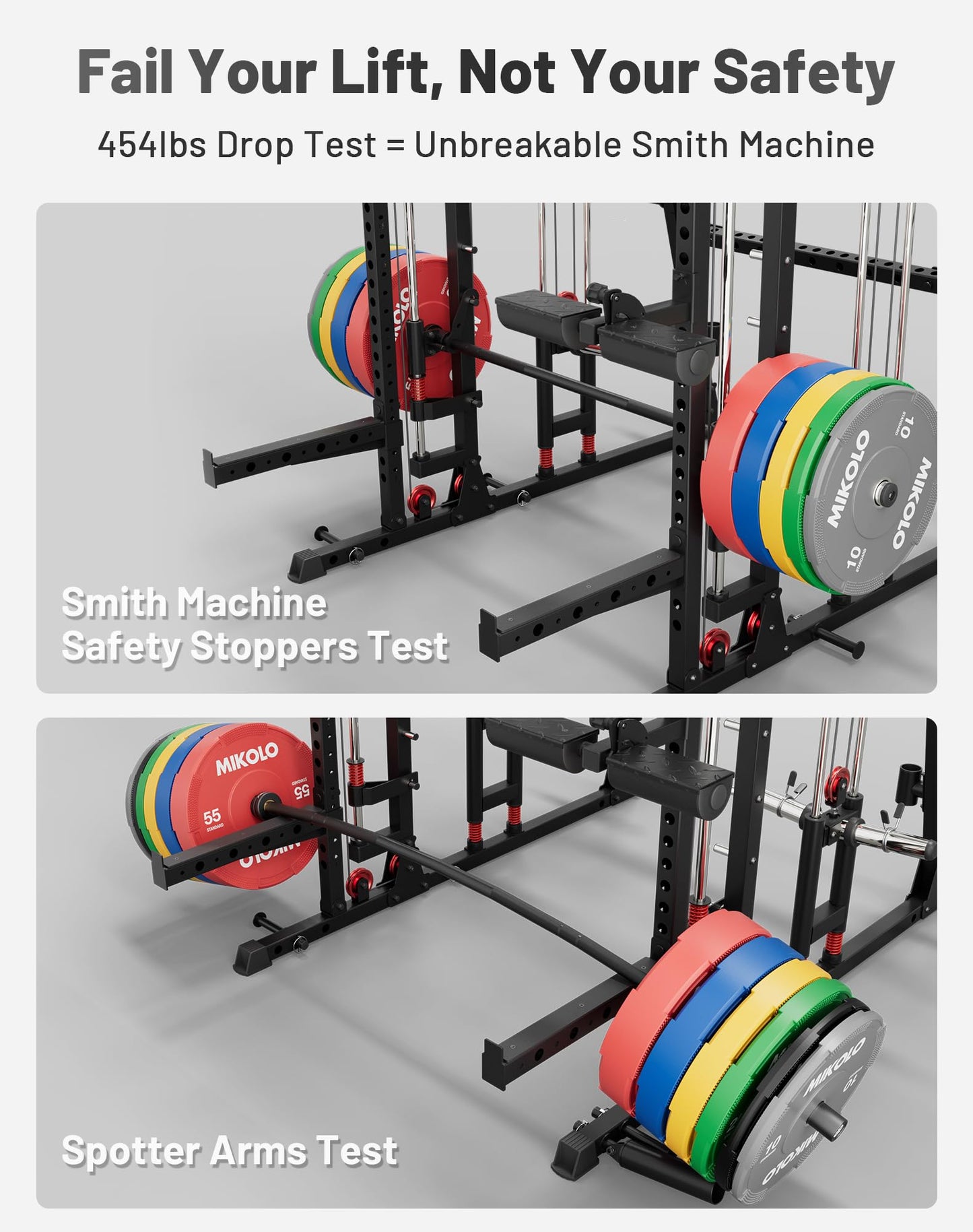 Mikolo M4 2.0 Ultra Smith Machine with Aluminum Pulles, All-in-One Home Gym Power Cage with LAT Pulldown & Cable Crossover, Squat Rack for Full Body Workouts (Black)
