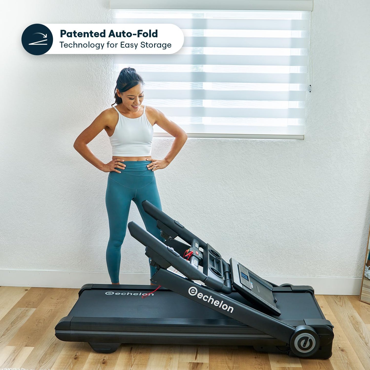 Echelon Stride-6 Smart Foldable Treadmill with 10" HD Touchscreen 3.0 CHP Motor 12 Incline Levels Quiet Folding Running Machine for Home Gym Fitness