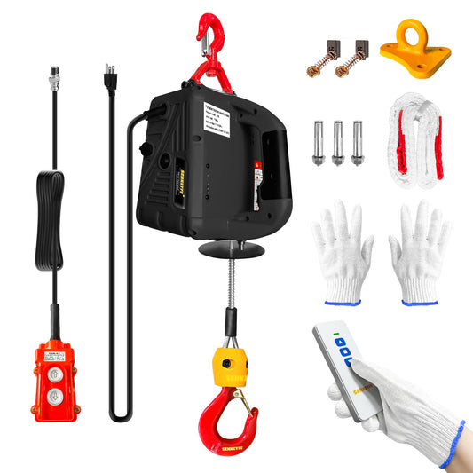 SENKEYFE Power Electric Portable Hoist Winch 1100LBS, 3 in 1 Electric Cable Hoist 110V 25 FT with Lifting Strap, Electric Hoist Lift Ceiling Winch for Lifting Towing