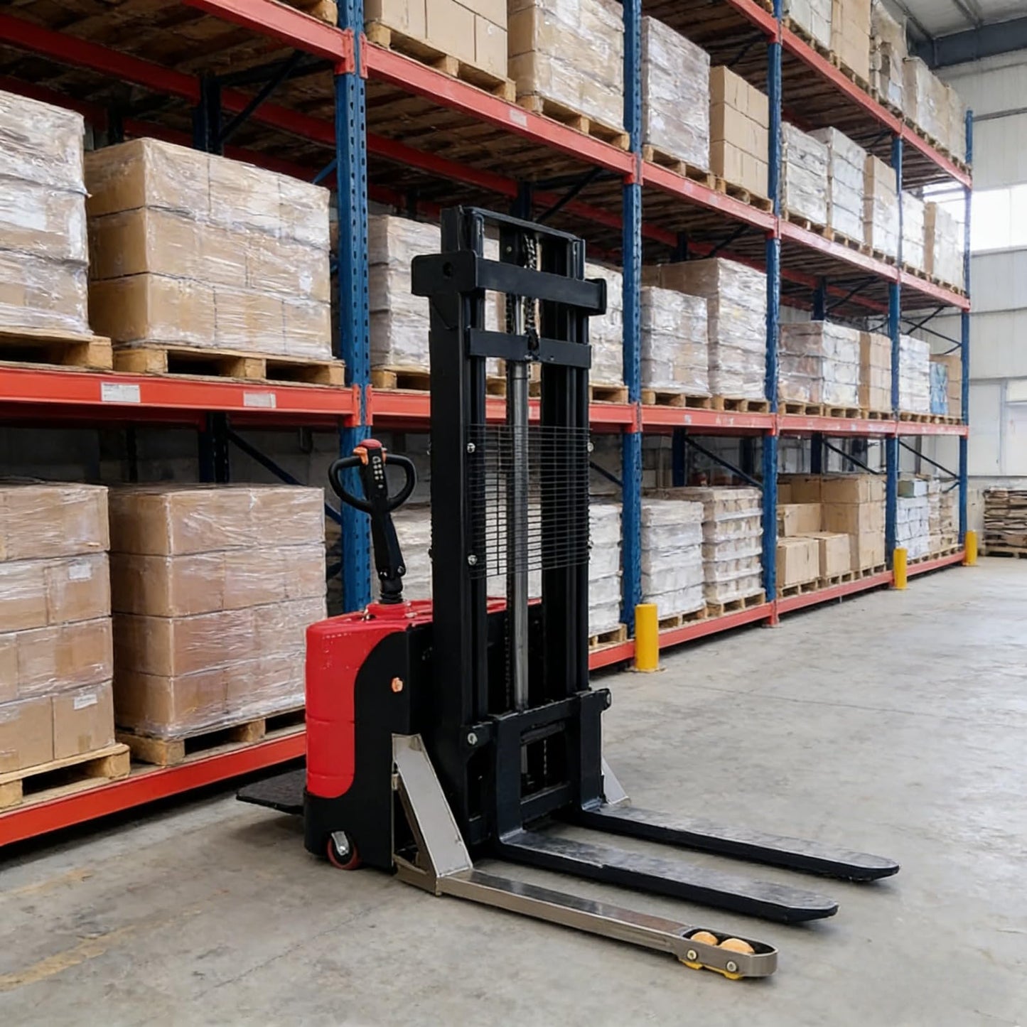 Full Electric Pallet Jack Stacker 1000kg 1500kg 3000mm Lift Height Adjustable Fork Hand Push Stacker for Workshop Material Handling and Pallet Stacking
