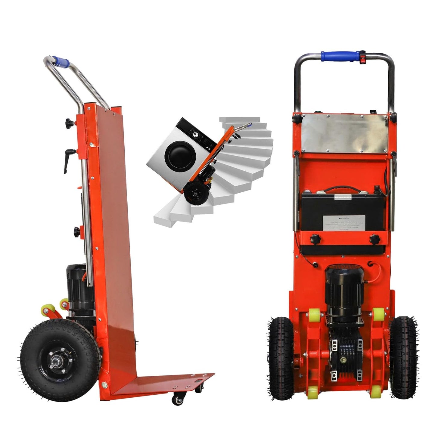 WMWZPYH Electric Stair Climbing Hand Trucks Up and Down Stairs Effortless, 881LB High Load Capacity Powered Stair Climber Cart, Heavy Duty Stair Climbing Cart for Moving Warehouse(Orange)
