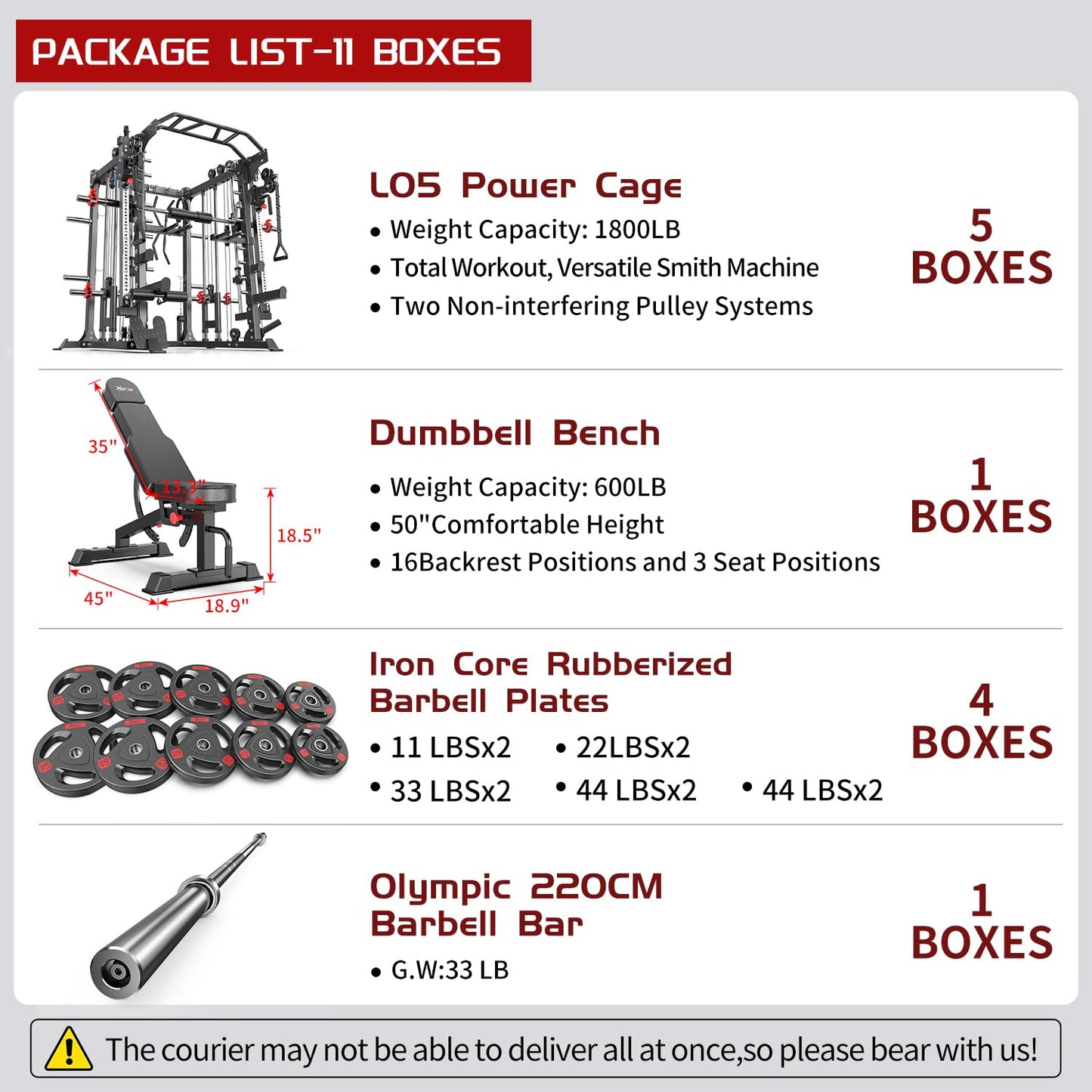 XGSW XINGESIWR Multi-Purpose Squat Rack,Smith Machine Weight Rack Set with Cable Crossover System, Home Gym Power Racks, Power Racks and Packages (L05, Power cage Black+Bench+(Pole+Cast lron) 338LBS)