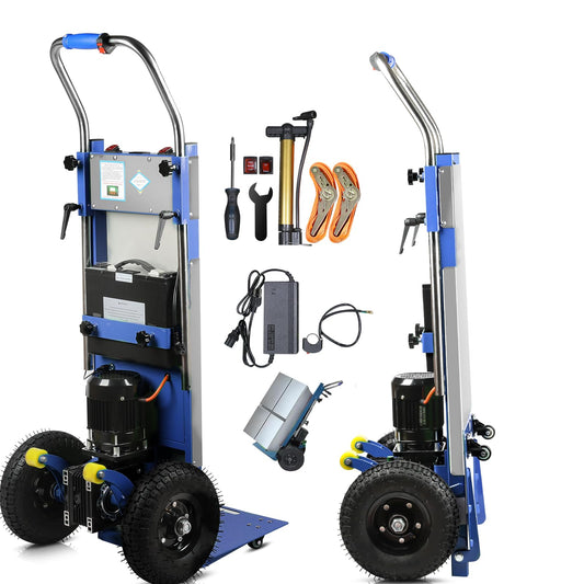 Electric Stair Climbing Dolly, 1250W Heavy-Duty Electric Hand Truck with Telescopic Handle, 3 Mode Folding Stair Climber (Blue)