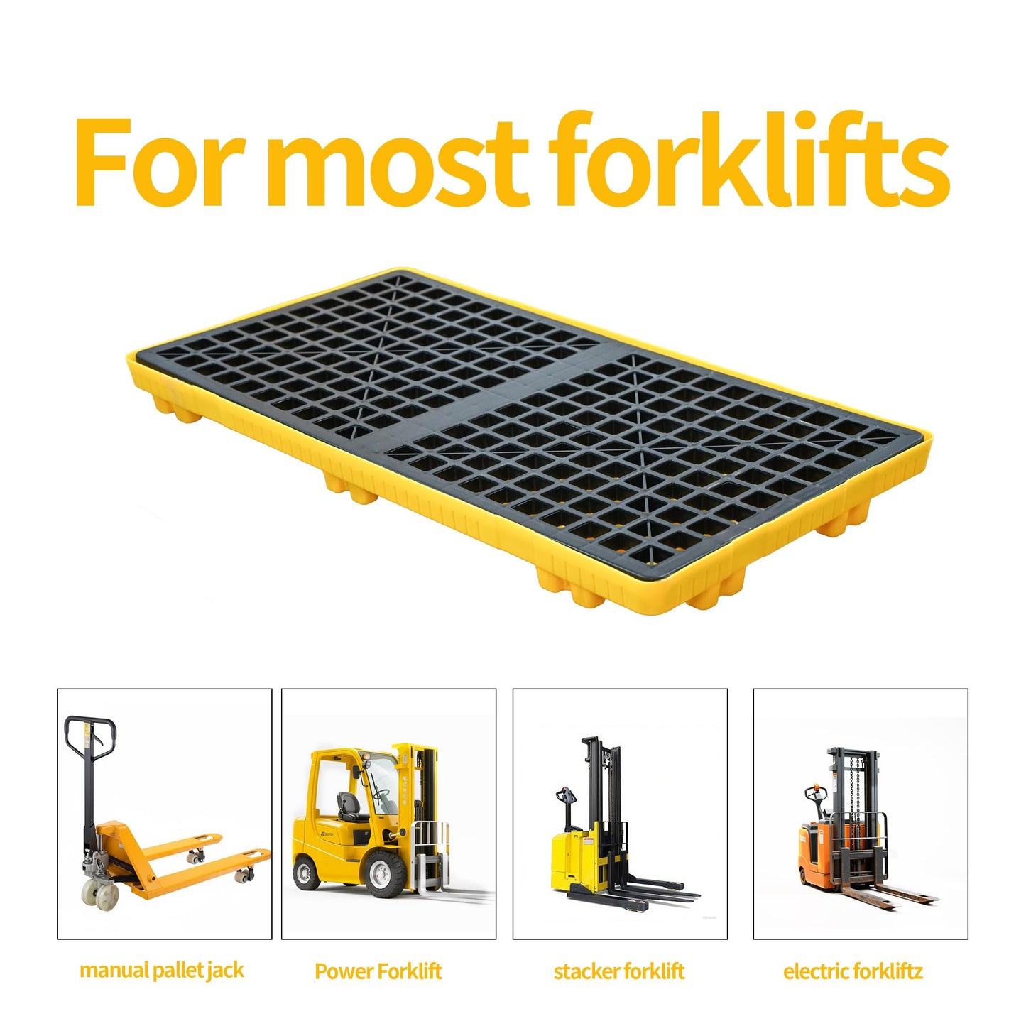 2 Drum Modular Spill Containment Pallet | 2000LBS Capacity | Leakproof Stackable Industrial Tray | 48"x24"x4"