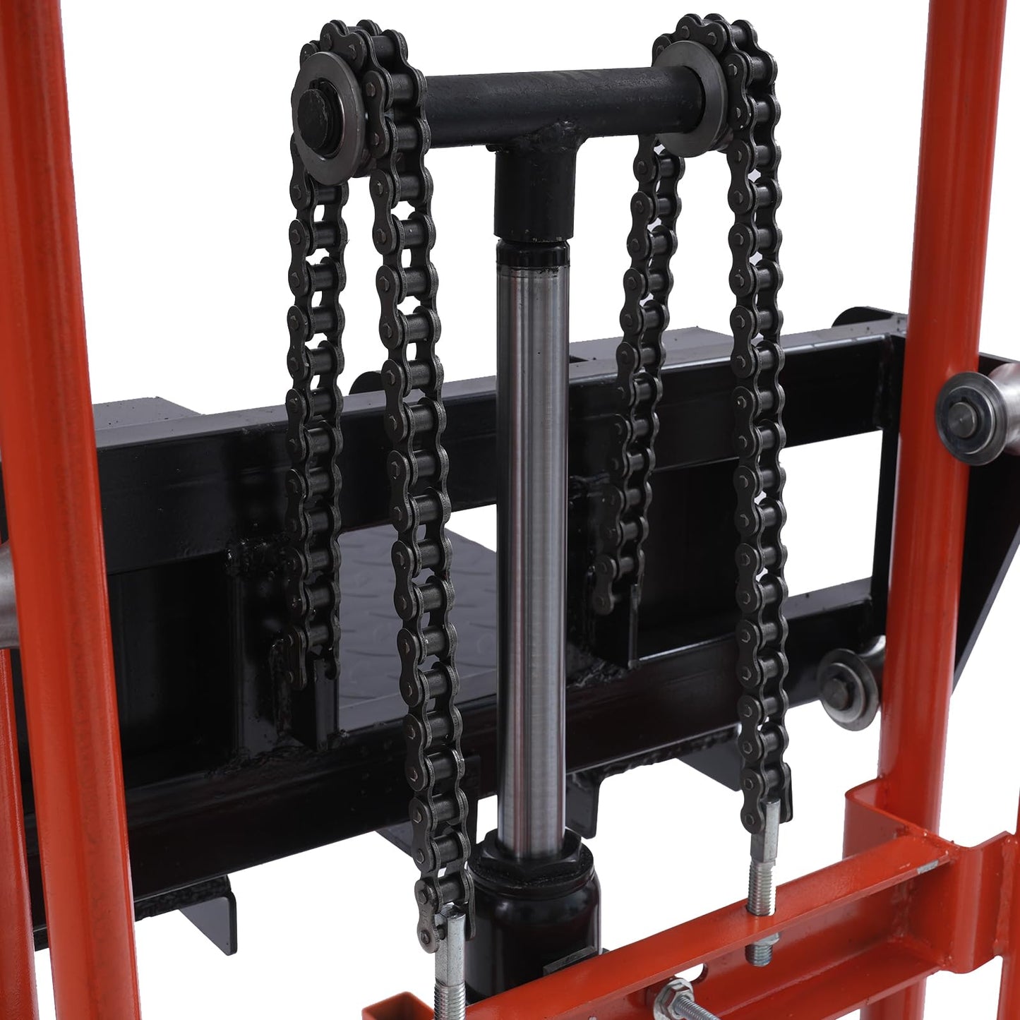 PIAOCAIYIN Hydraulic Material Lift Winch Stacker, 450Lbs 36in Adjustable Height Lift Stacker with 2 Casters Forklift Pallet Lift for Workshops, Warehouses, Factories, Furniture Handling