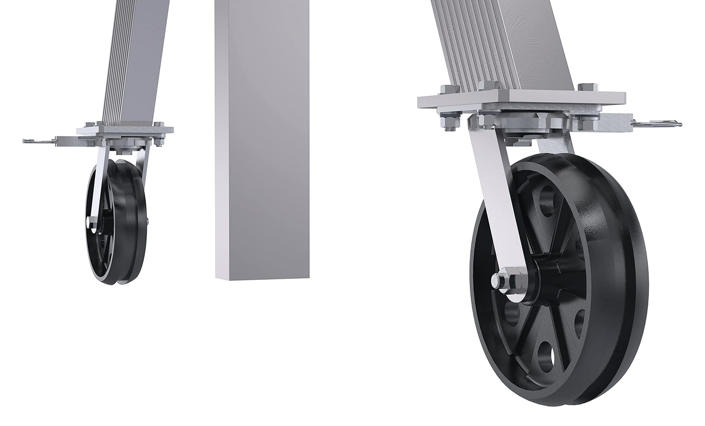Vestil AHA-4-8-12-VG Aluminum Adjustable Height Gantry Crane with V-Groove Cast Iron Casters 8 Ft. x 12 Ft. 4000 Lb. Capacity Silver