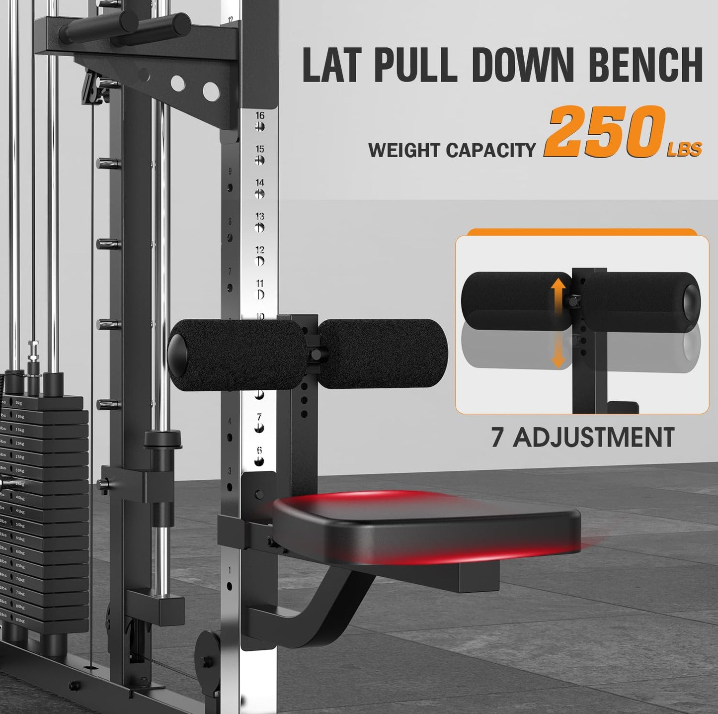 DONOW Smith Machine with Weight Stacks, Heavy Duty Home Gym System Power Cage Cable Crossover Machine Multi-Functional Trainer Ratio 1:1
