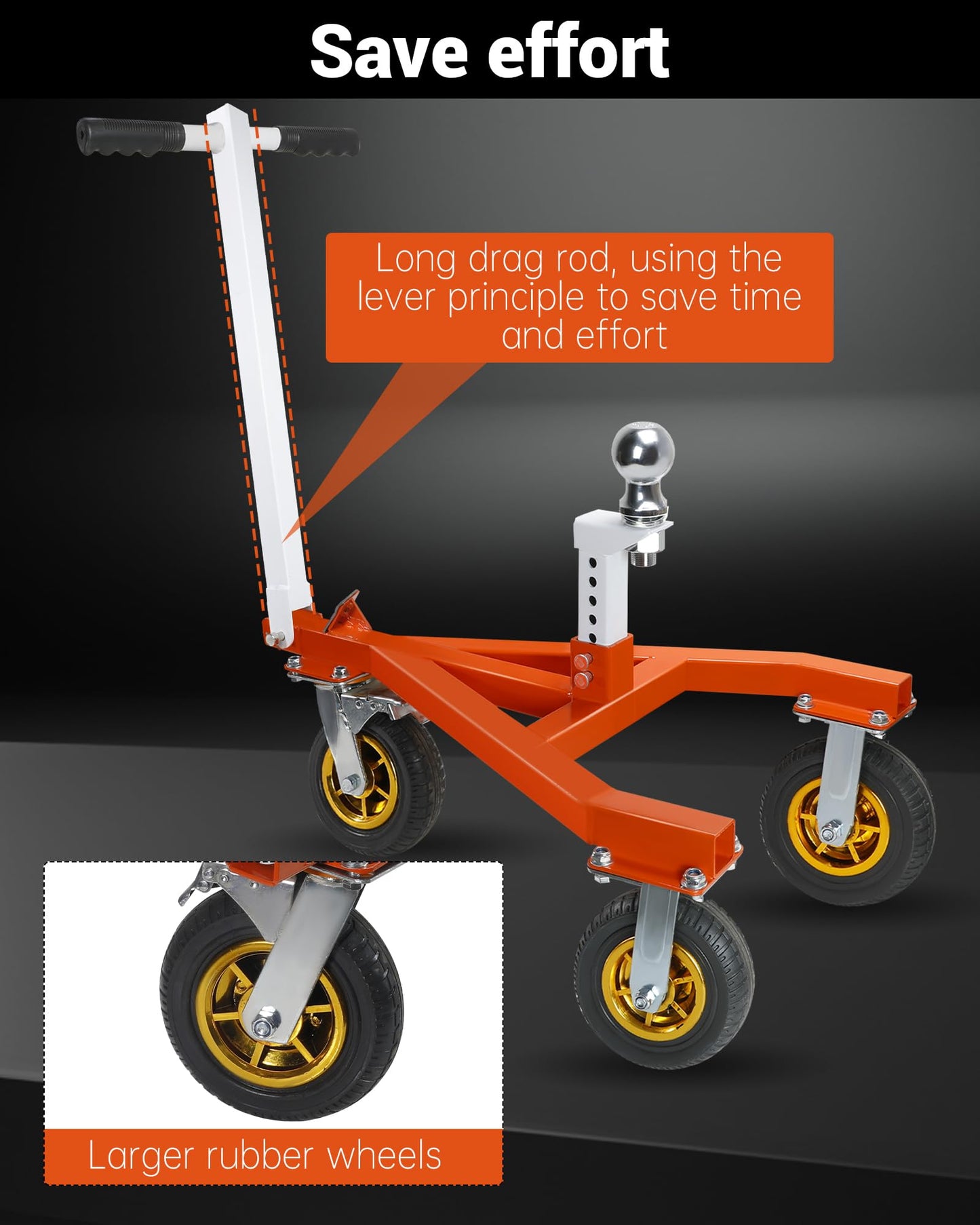 Krysolad Trailer Dolly, 3500 lb Tongue Weight Trailer Mover with 2'' & 2-5/16'' Receiving Tongues, Angle Adjustable, Suitable for RV Boat Motorcycle Jet Ski