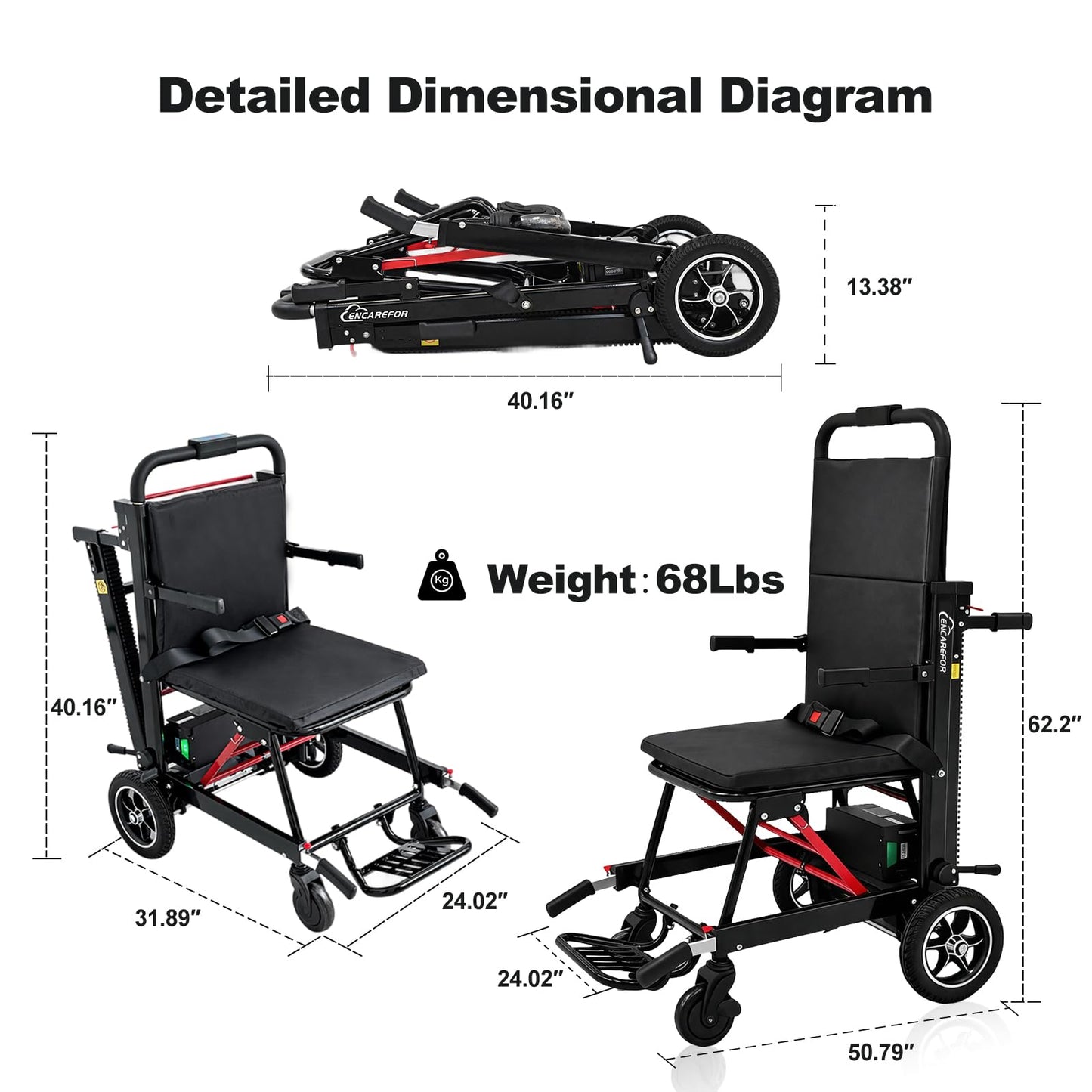 Electric Stair Climbing Wheelchair,Power Wheelchairs 450 lbs Load-Bearing,Mobile Stair Lifts for Seniors