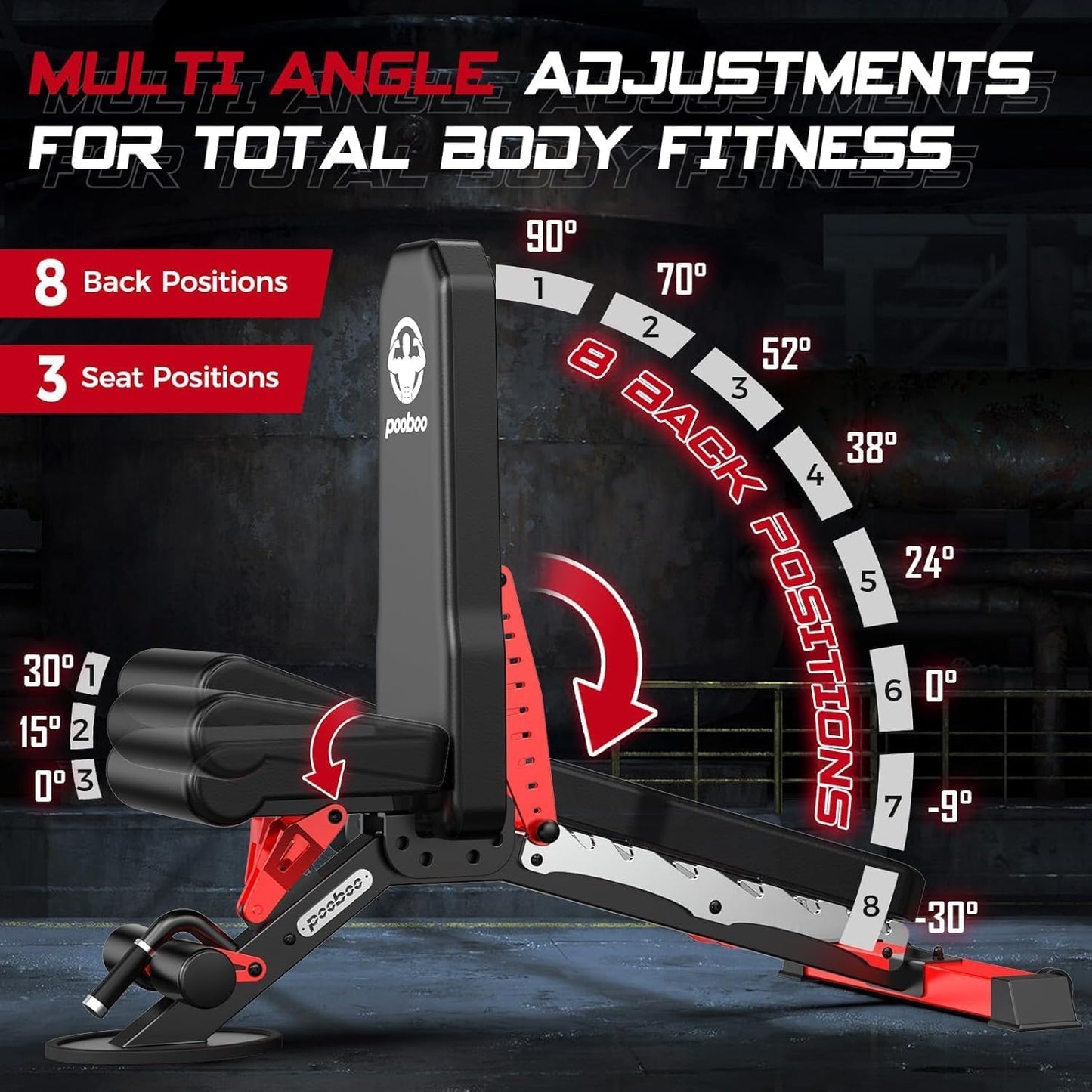 pooboo Multi-Functional Machine Power Cage, 2000LB Squat Rack, LAT-Pull Down System, Dual Pulley Cable Crossover System, Home Gym Workout Machine with Strength Training Attachments (P43 Pro Max 01)