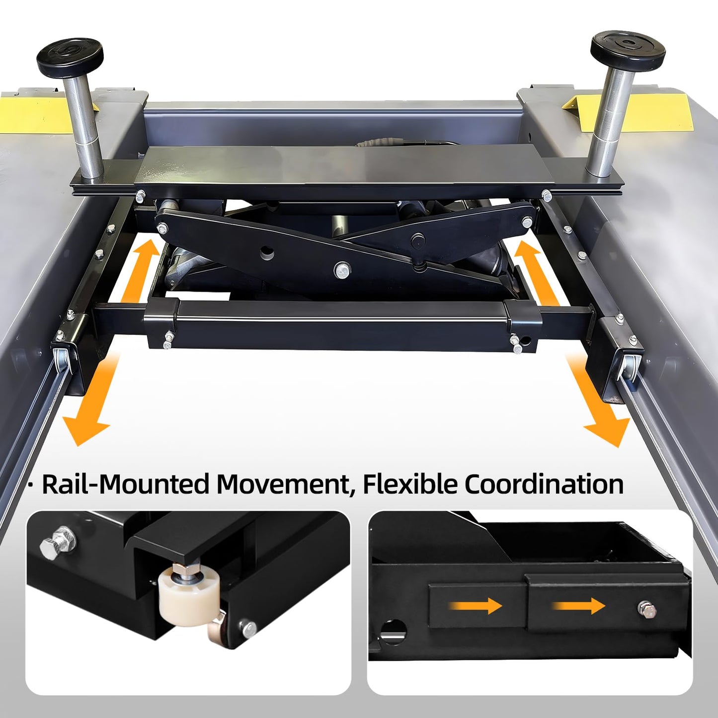 4500 Lb Rolling Scissor Jack, Manual Pump Rolling Bridge Jack for 4 Post Lift, Adjustable Width with 3 Locking Positions