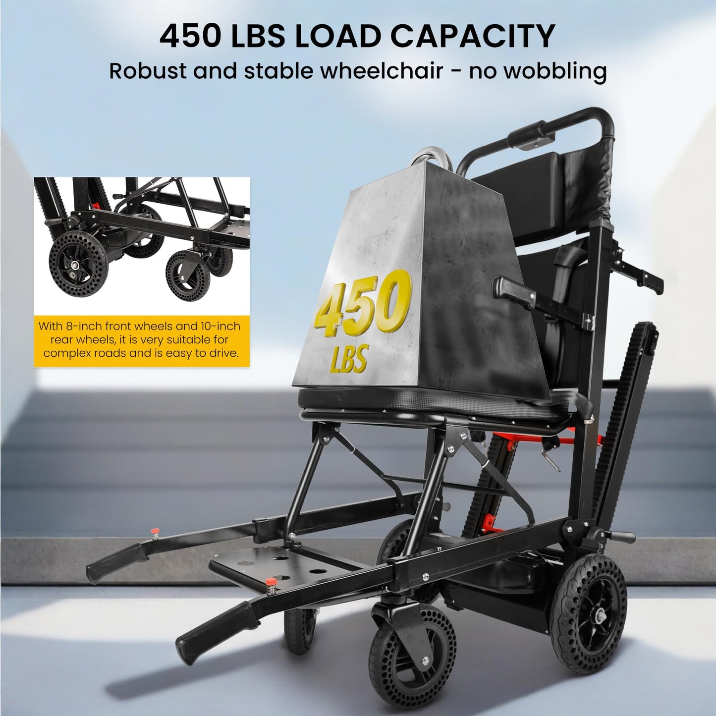 Electric Stair Climbing Wheelchair Foldable Stair Lifts for Seniors 450lbs Load Capacity Motorized Stair Chair Stairlift with Seat Belts Comfortable Cushion Powered Wheelchair (NXN20-205, NXN20-205M)